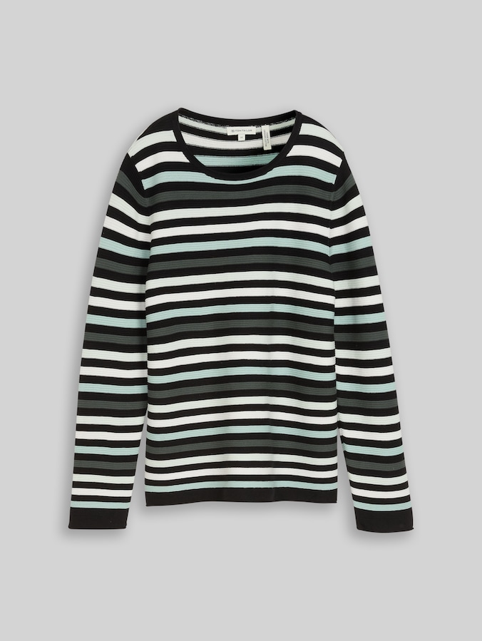 Strickpullover aus Baumwolle von Women, dusty green black stripe