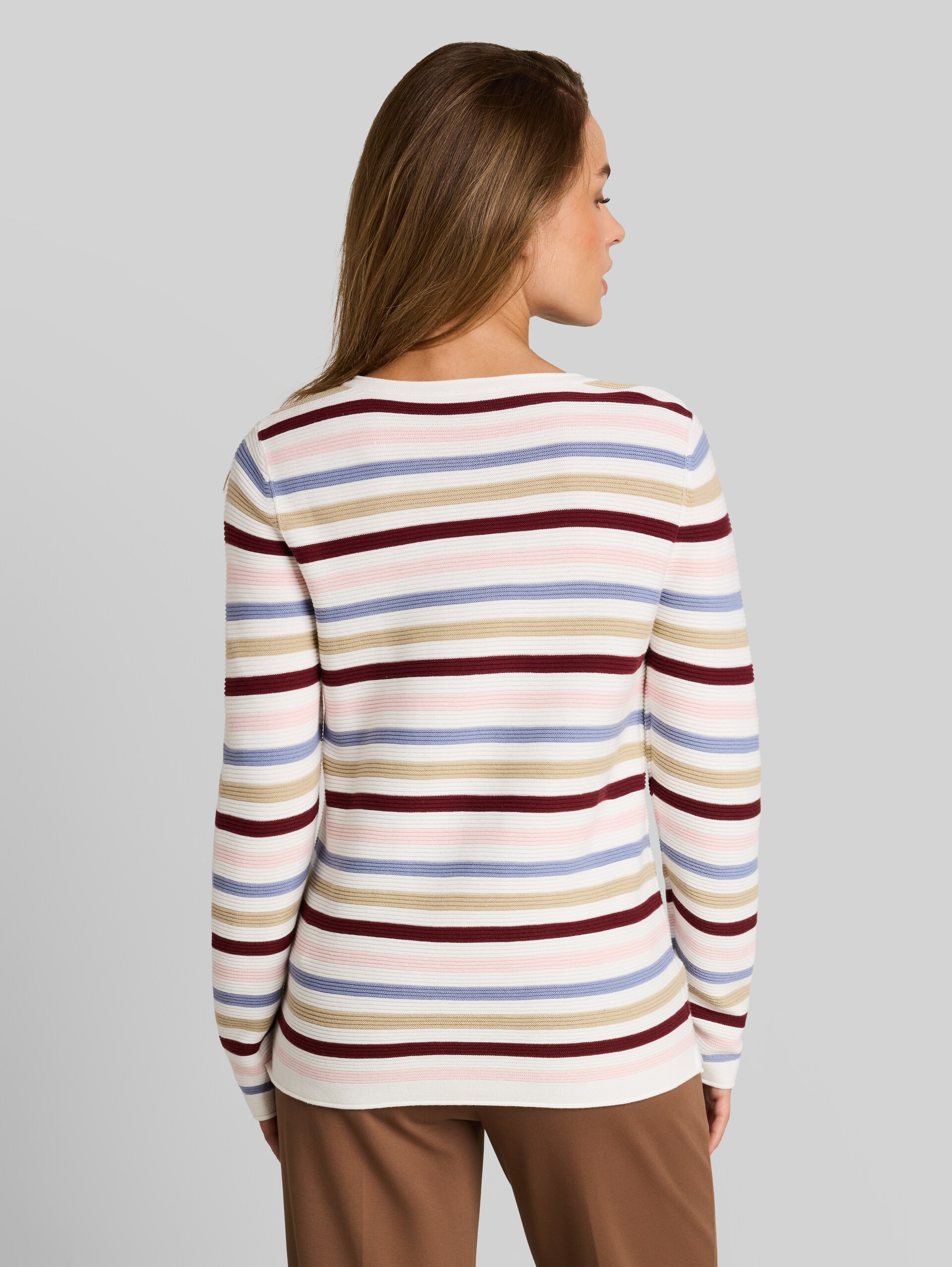Cotton knitted jumper - rosa beige plum regular stripe