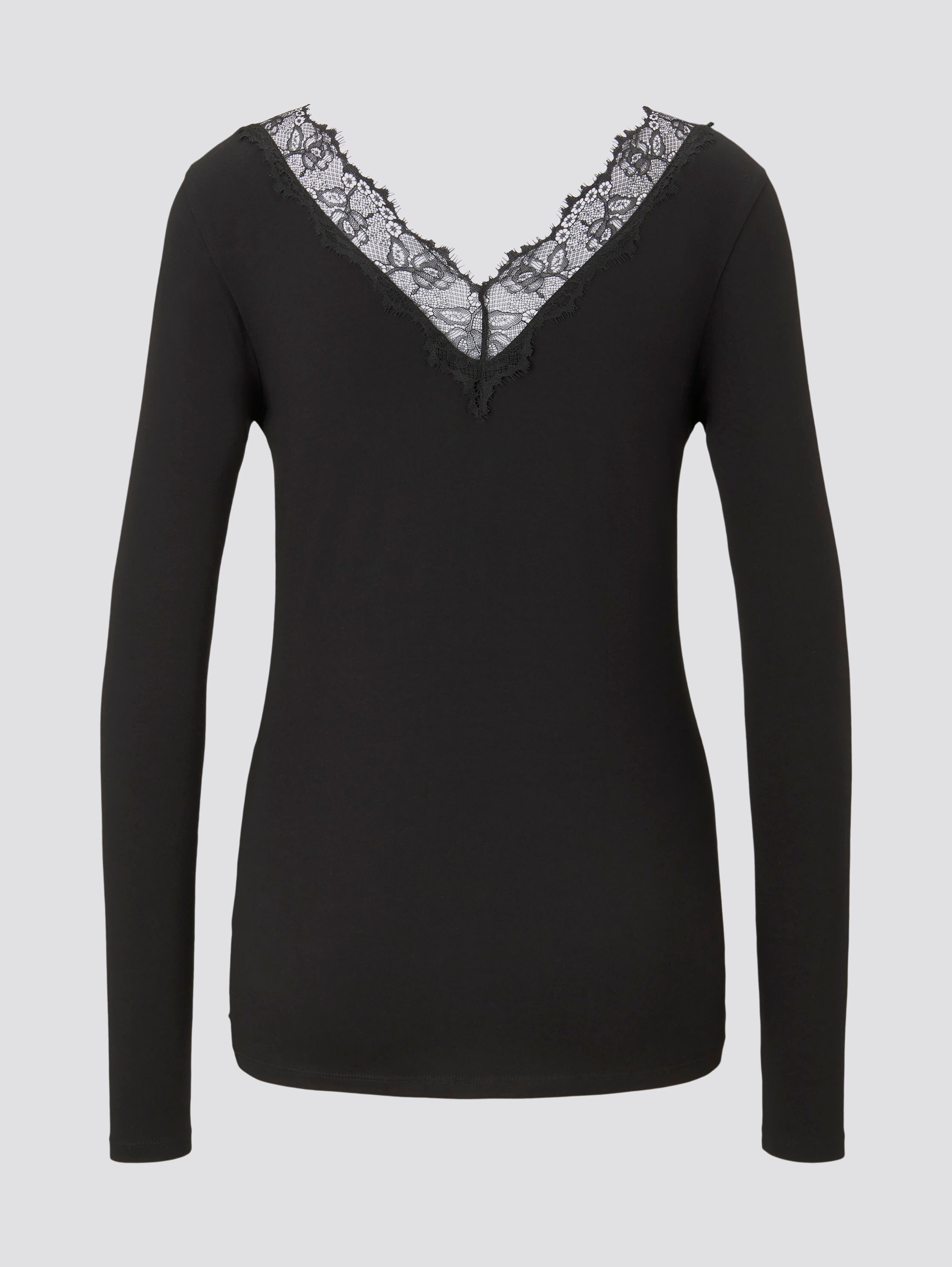 Tee shirt manches longues avec détail en dentelle - Deep Black