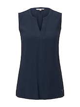 Ausgewählt, Ärmellose Bluse mit Henley-Ausschnitt von Tom Tailor, blau