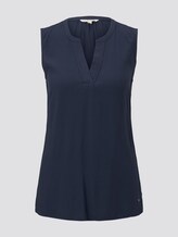 Ärmellose Bluse mit Henley-Ausschnitt - Real Navy Blue - Vorder-Produkt-Ansicht