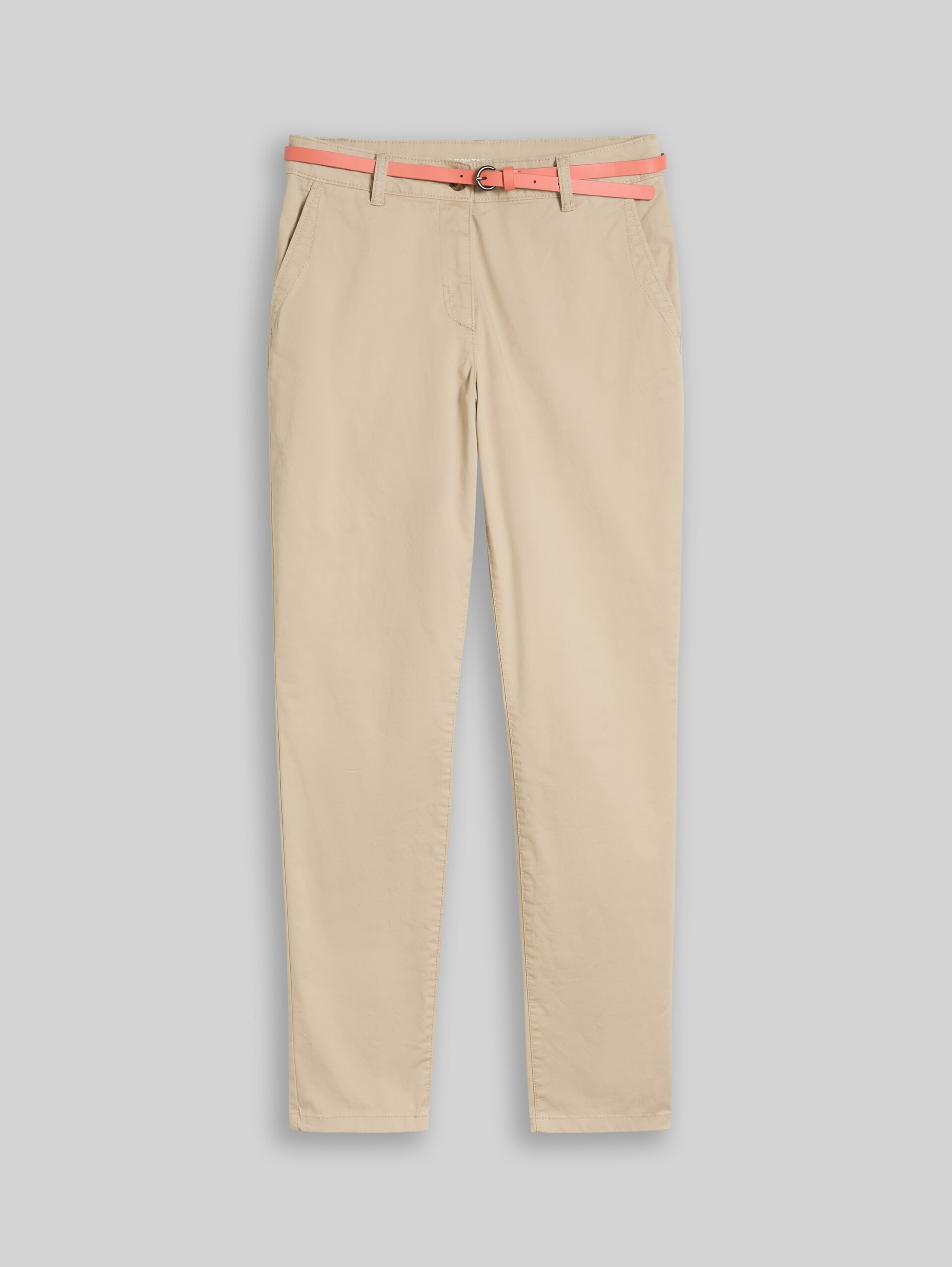 Chino mit Gürtel - Gravel Beige - Vorder-Produkt-Ansicht