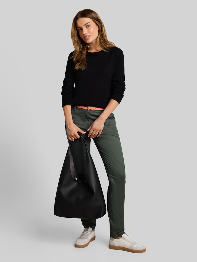 Pantalon chino avec ceinture par Women, Darkest Olive