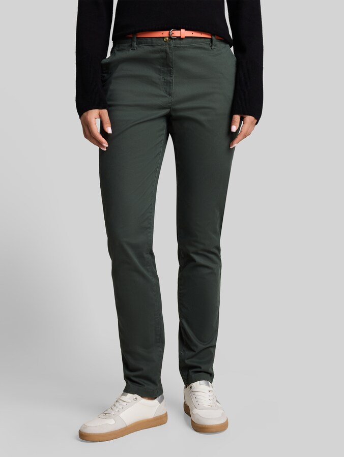 Chino met riem door Women, Darkest Olive
