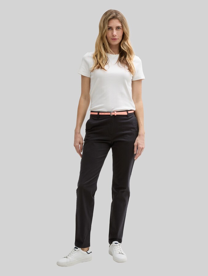 Pantalon chino avec ceinture par Women, deep black