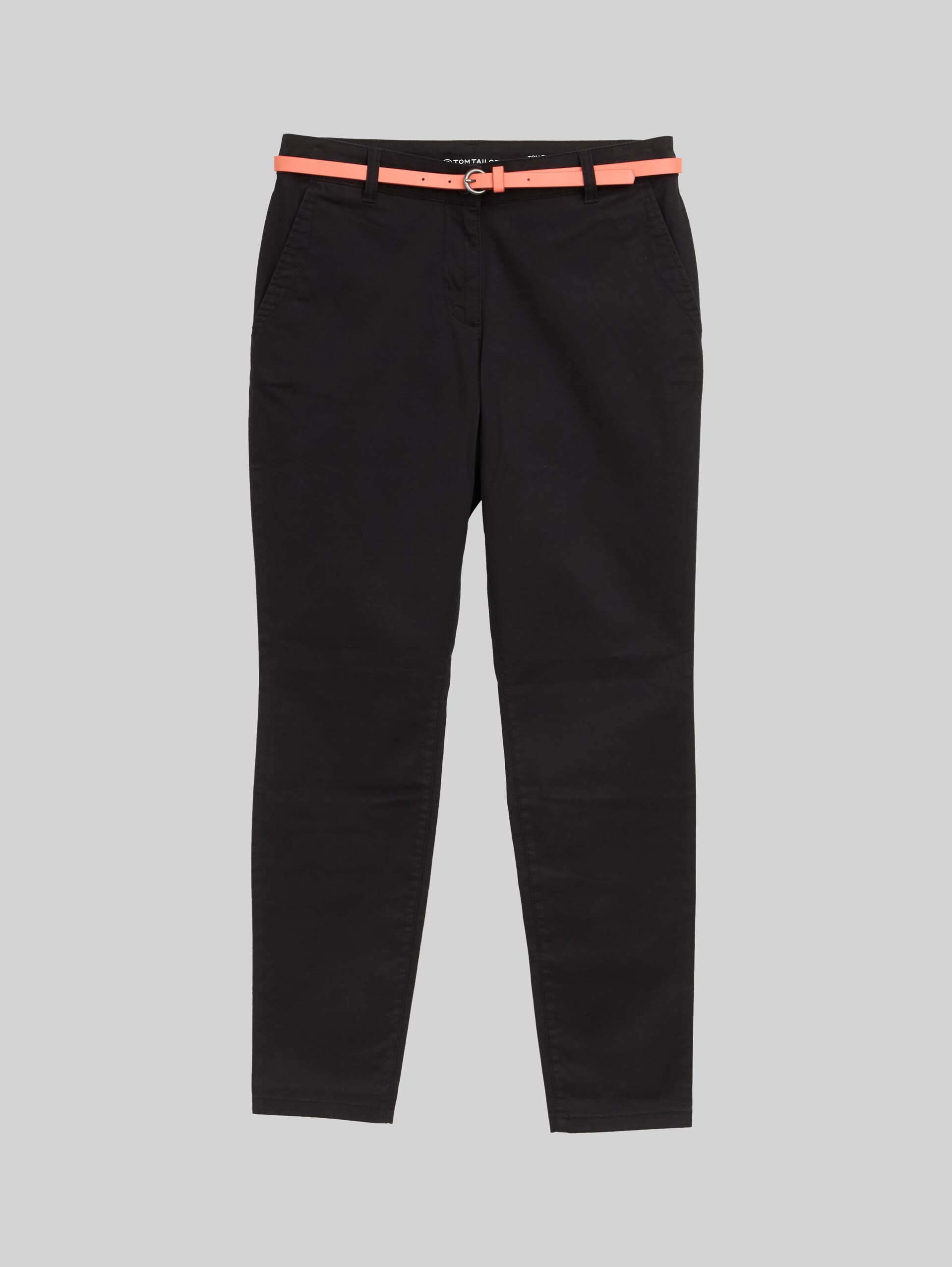 Chino mit Gürtel - deep black - Vorder-Produkt-Ansicht