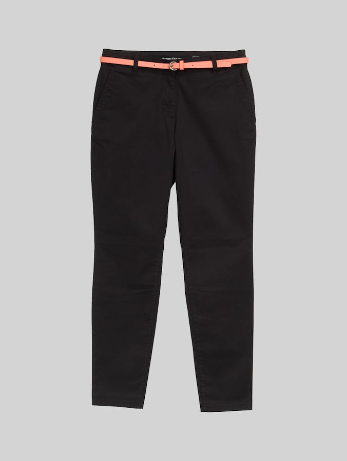 Chinos with belt by Women, deep black