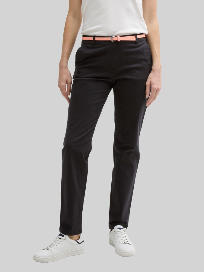 Pantalon chino avec ceinture par Women, deep black