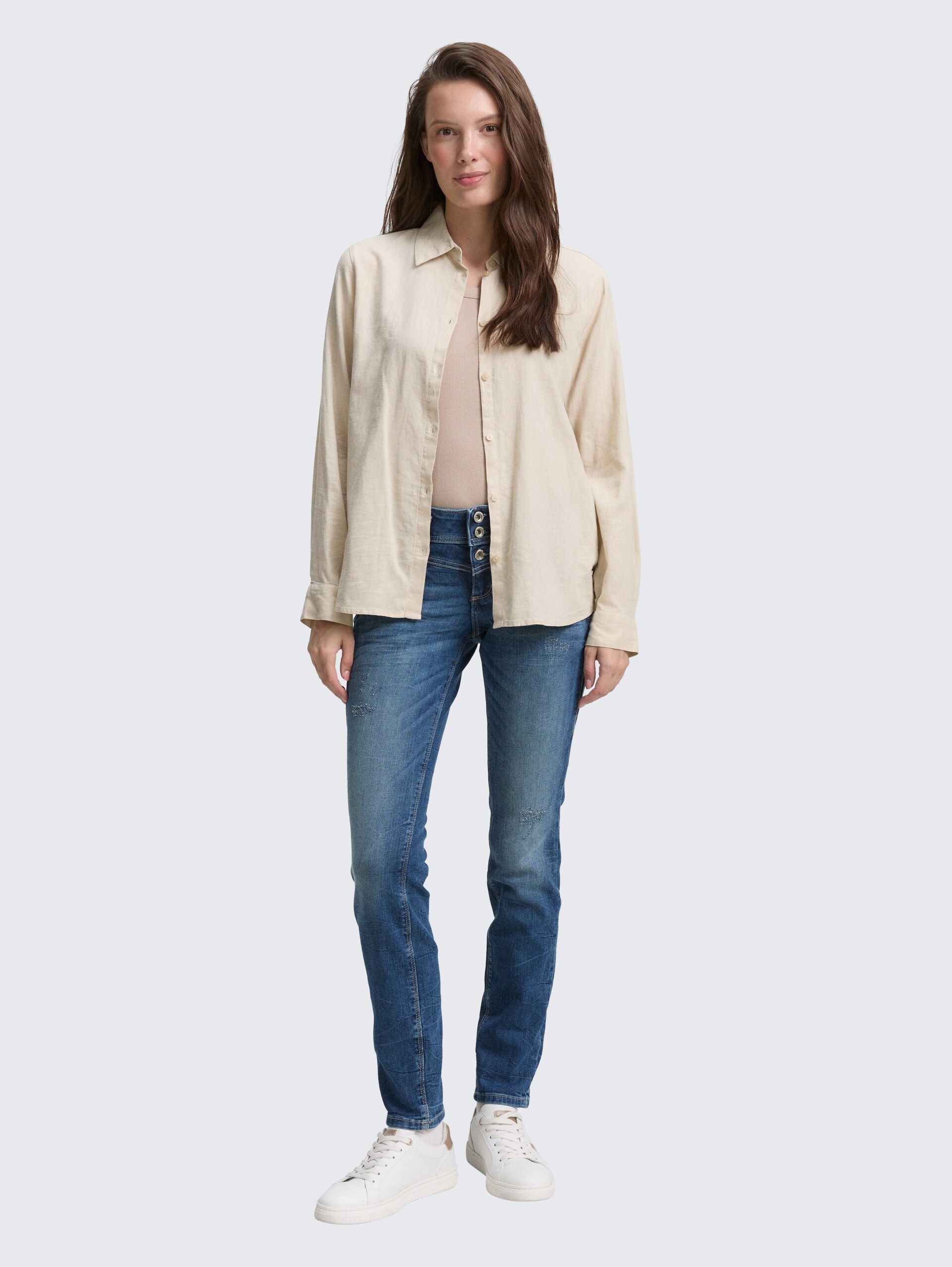 TTALEXA SLIM jeans - random bleached  blue denim - Model front view