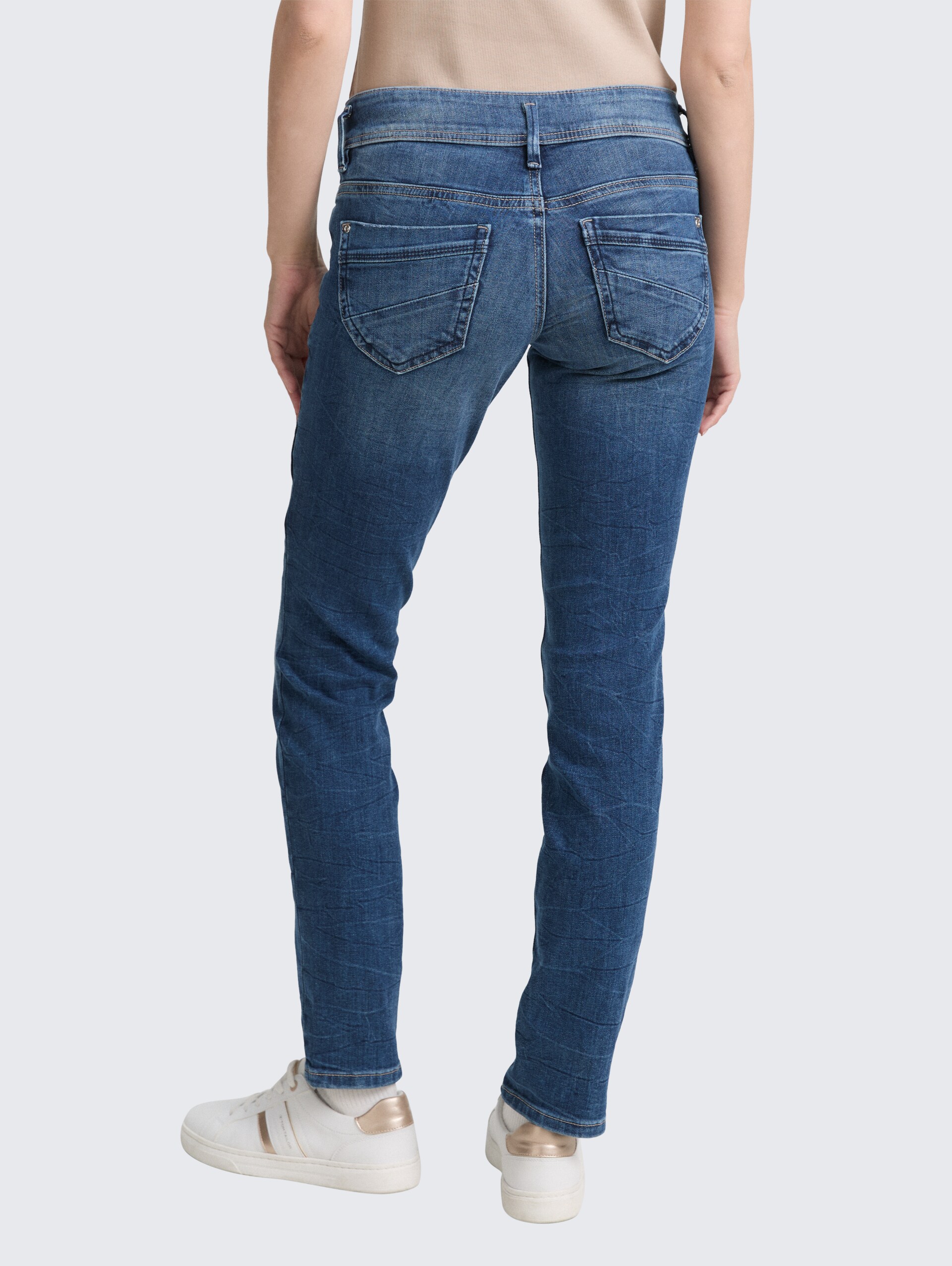 TTALEXA SLIM jeans - random bleached  blue denim - Neckline model-back view