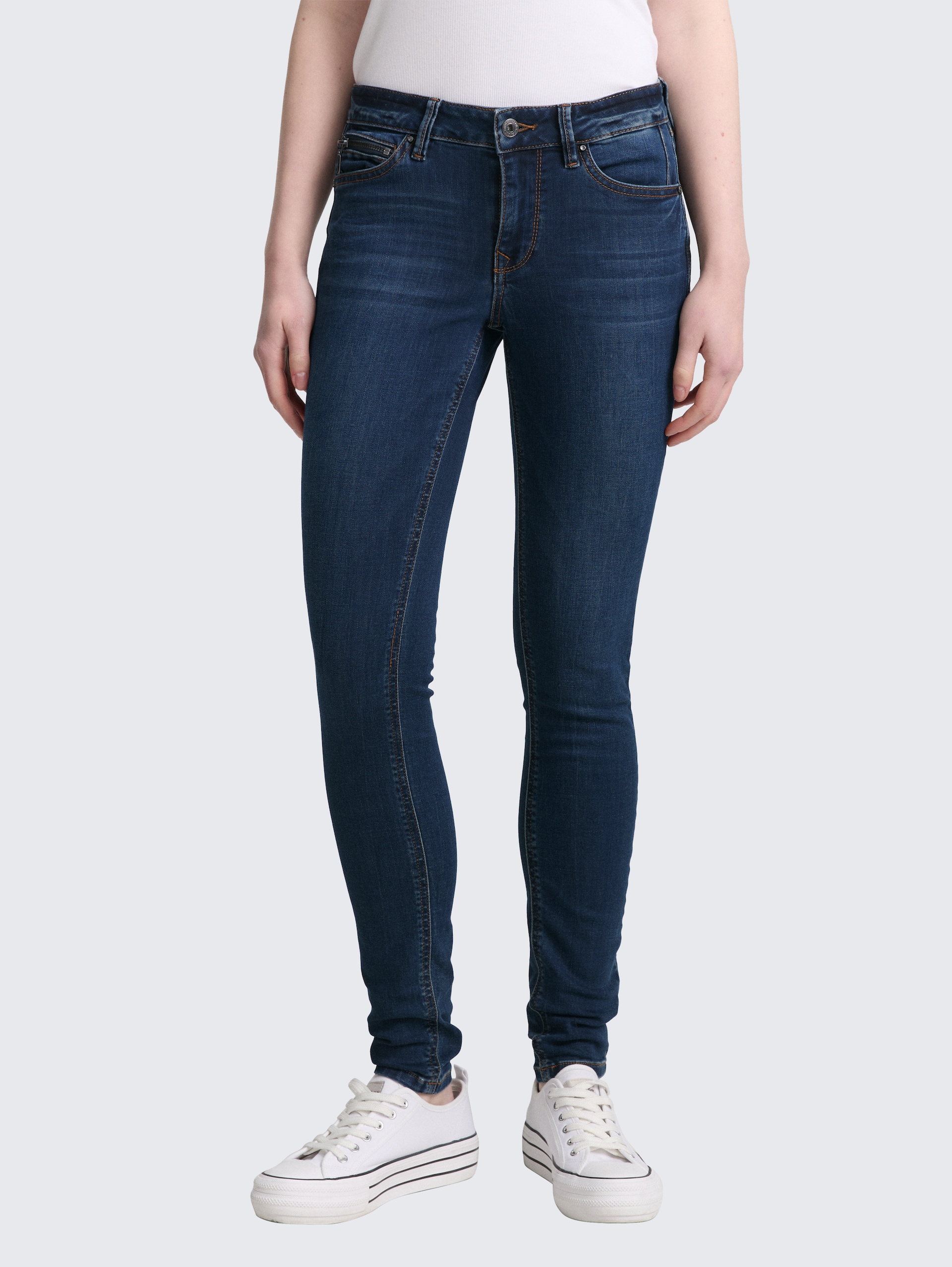 TTJONA EXTRA SKINNY Jeans - dark stone wash denim - Ausschnitt Model-Vorderansicht