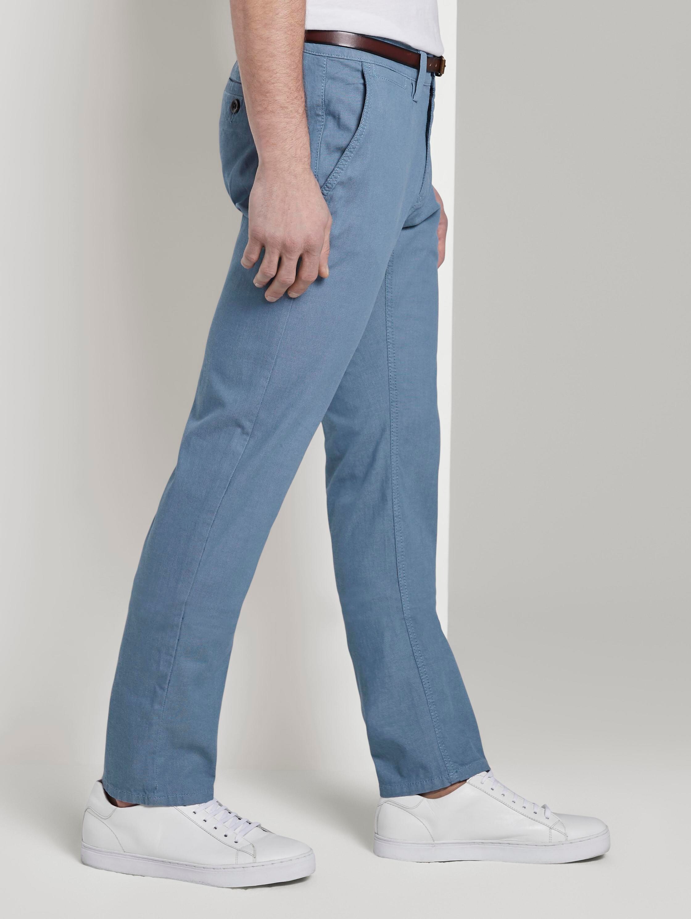 Getextureerde Travis Slim Chino Broek met Riem - light blue structure
