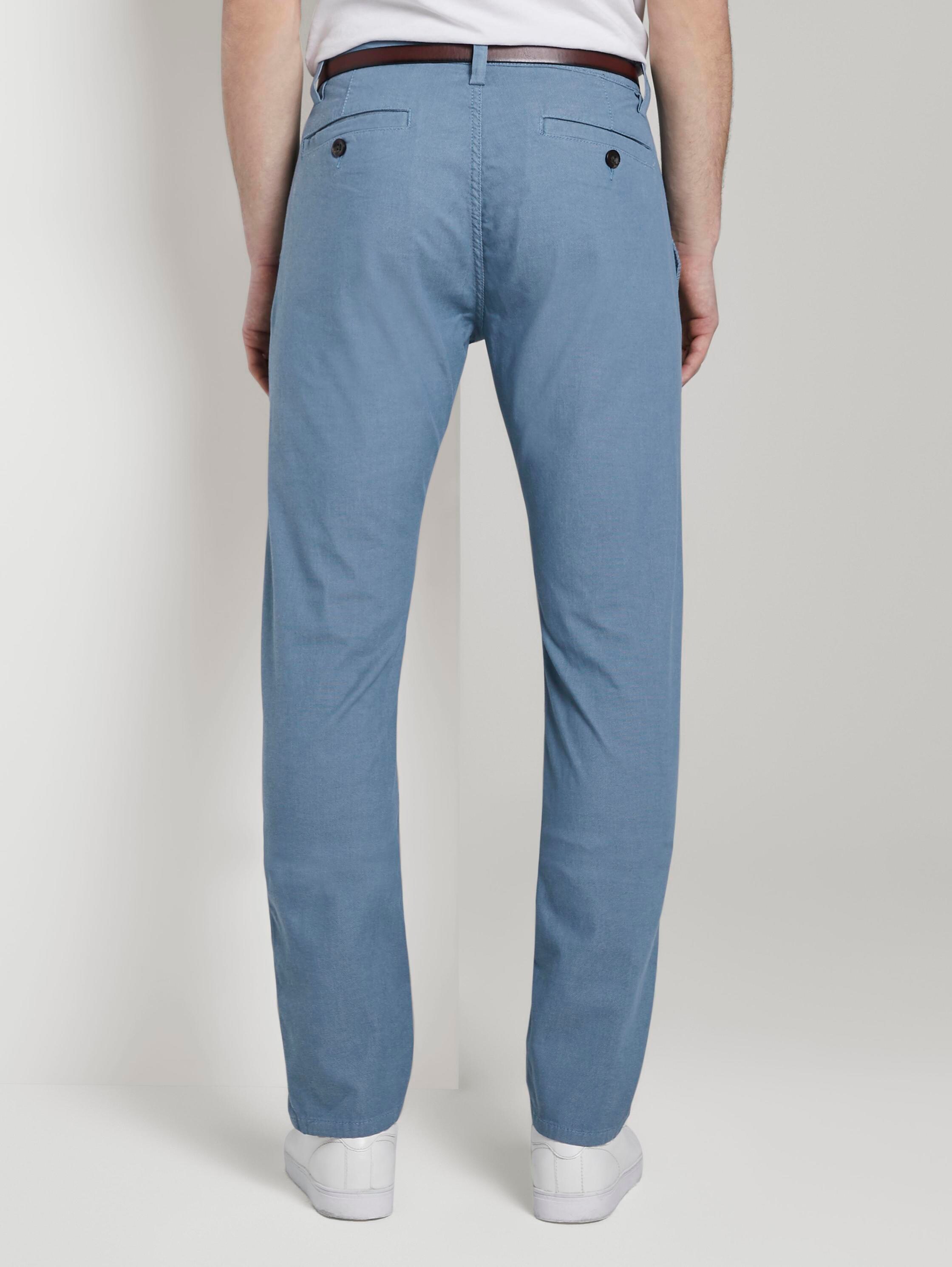 Getextureerde Travis Slim Chino Broek met Riem - light blue structure - Neklijn model-achteraanzicht