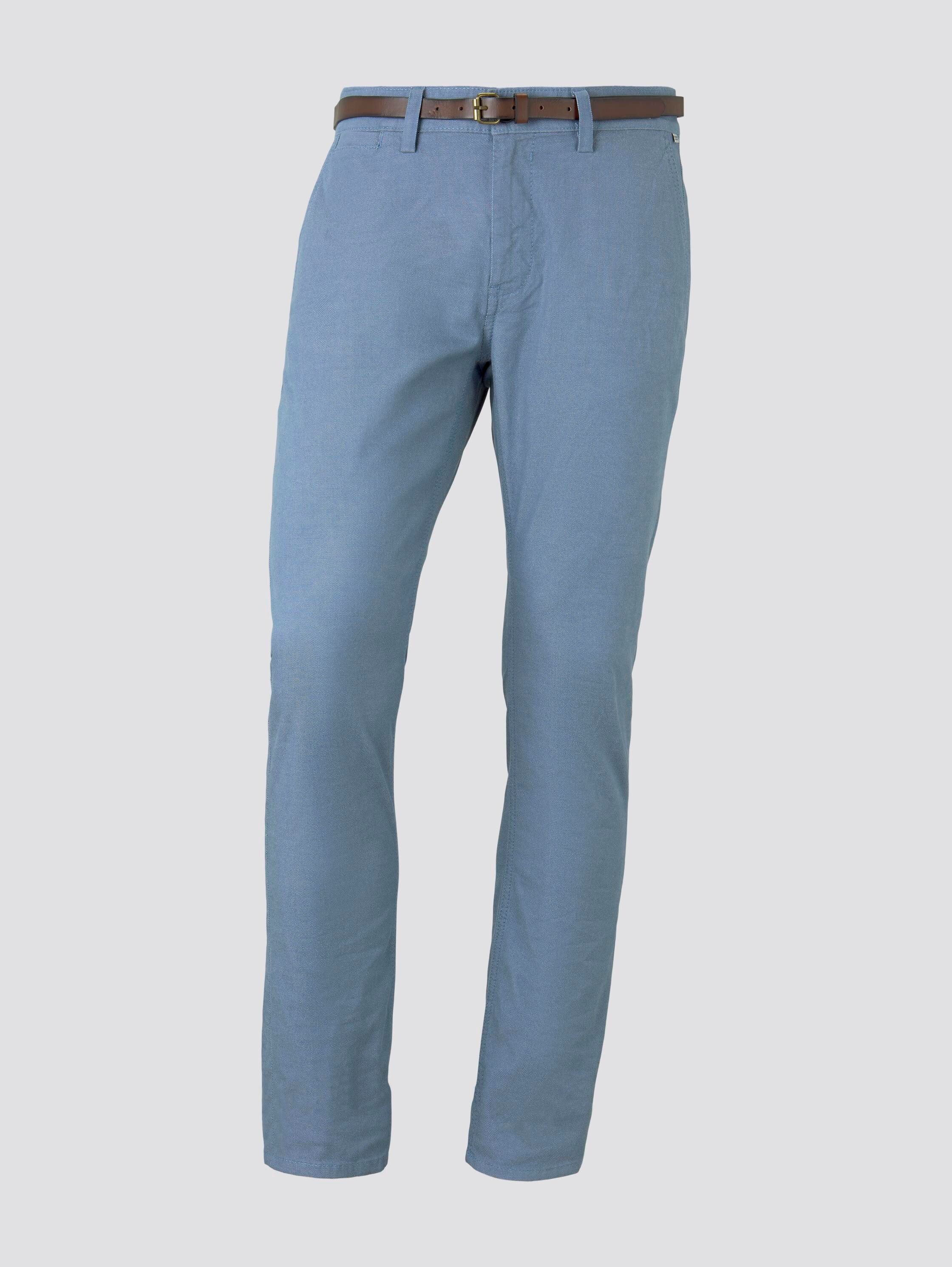 Getextureerde Travis Slim Chino Broek met Riem - light blue structure - Product vooraanzicht