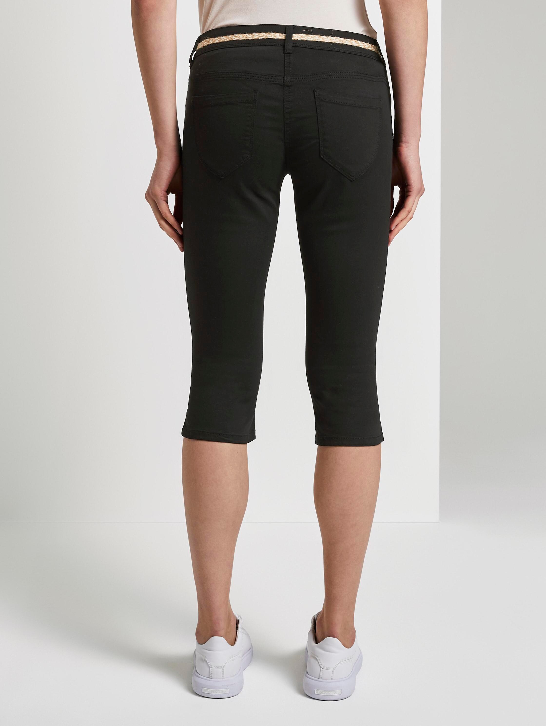 Alexa slim lyocell-blend capri trousers - deep black - Neckline model-back view