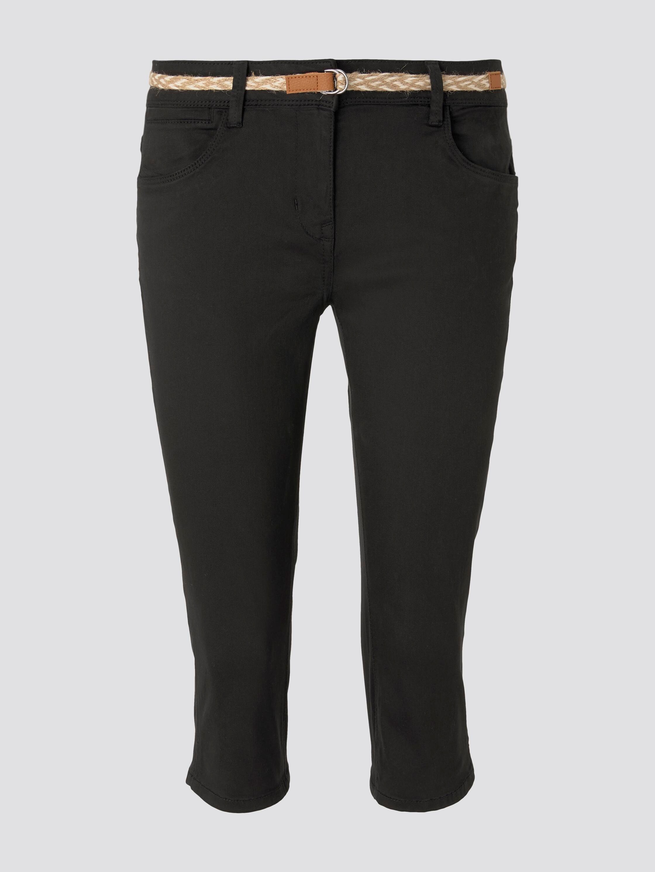 Alexa slim lyocell-blend capri trousers - deep black - Front product view
