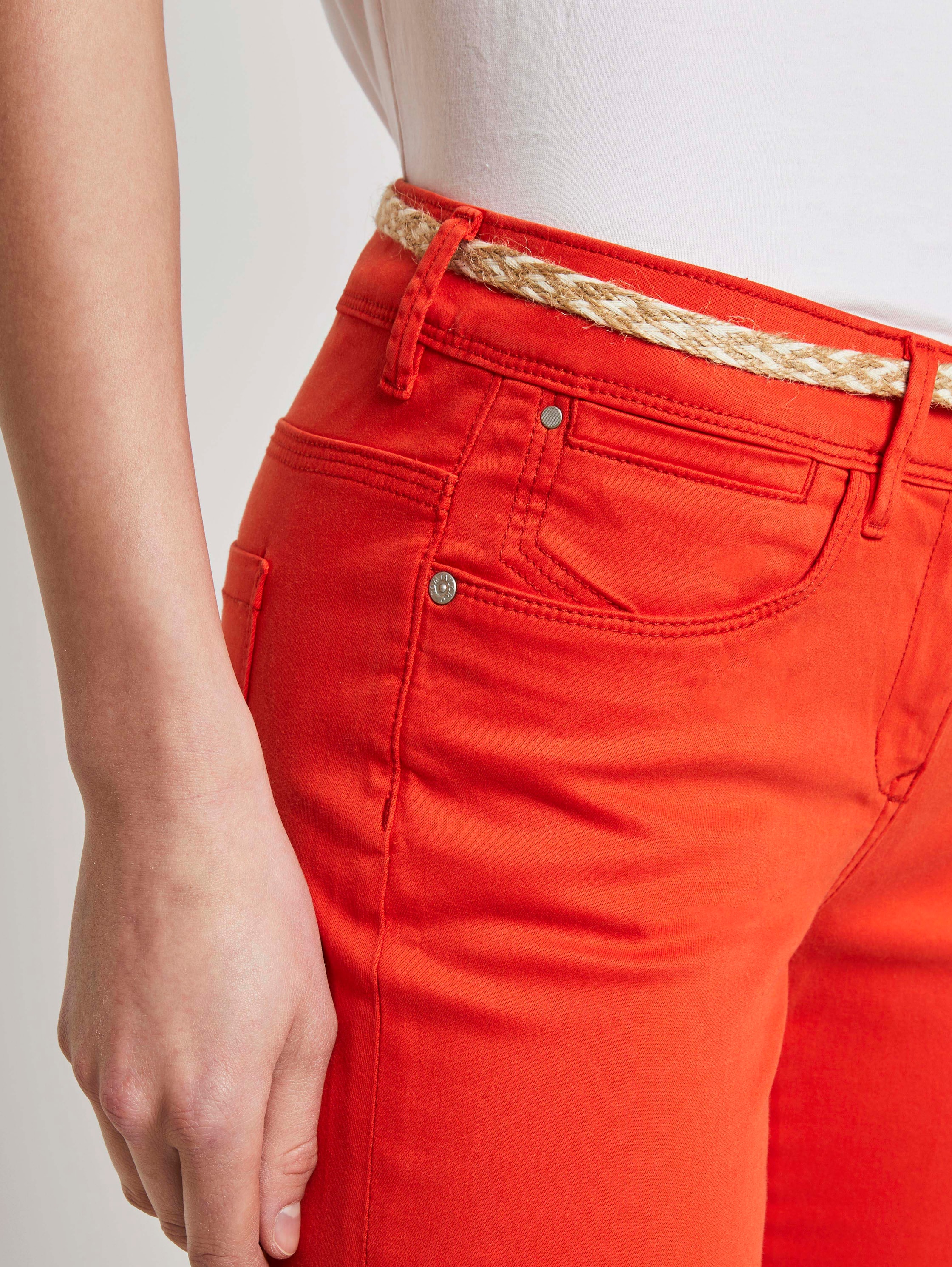 Alexa slim lyocell-blend capri trousers - strong flame orange