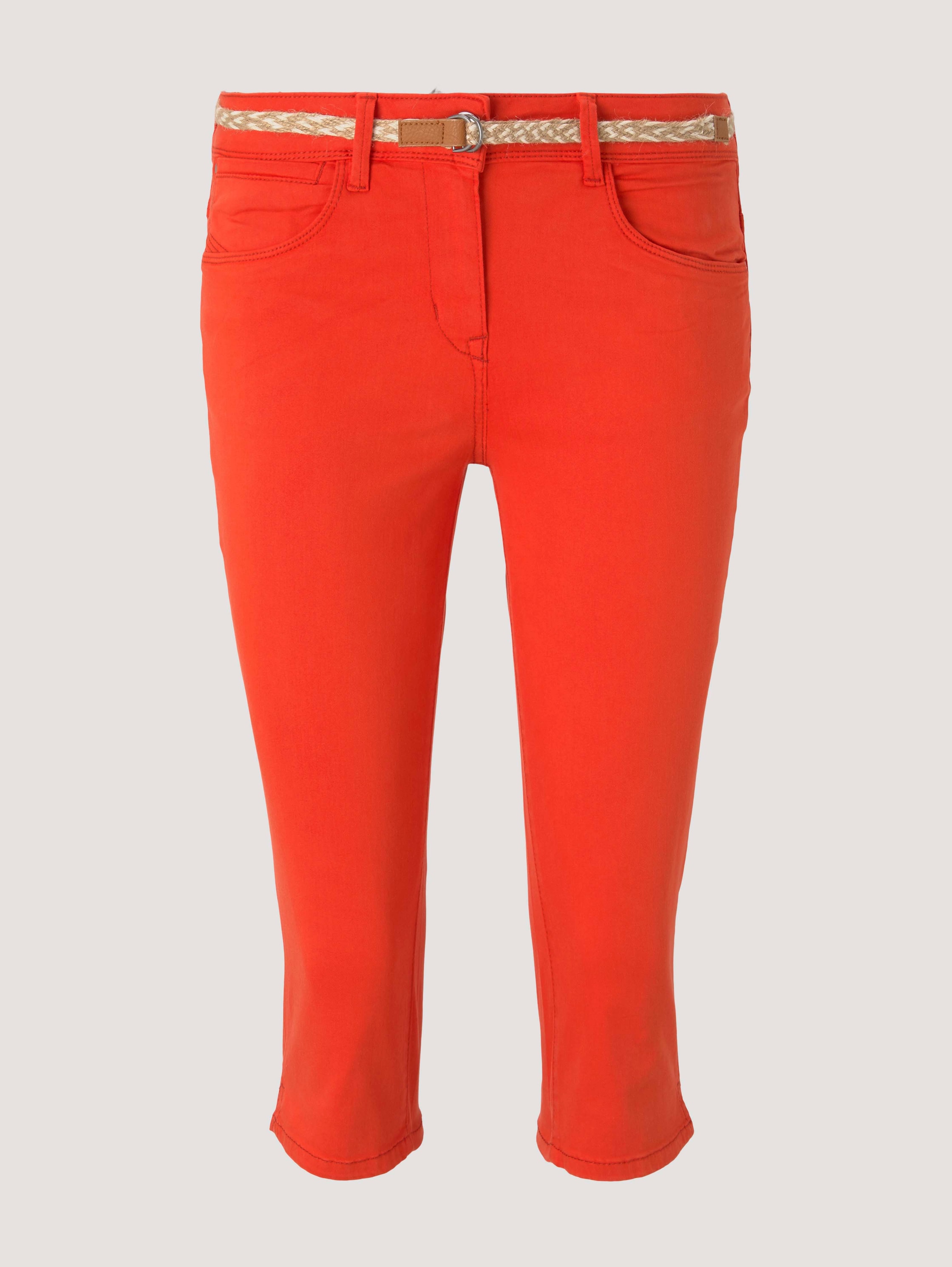 Alexa slim lyocell-blend capri trousers - strong flame orange - Front product view