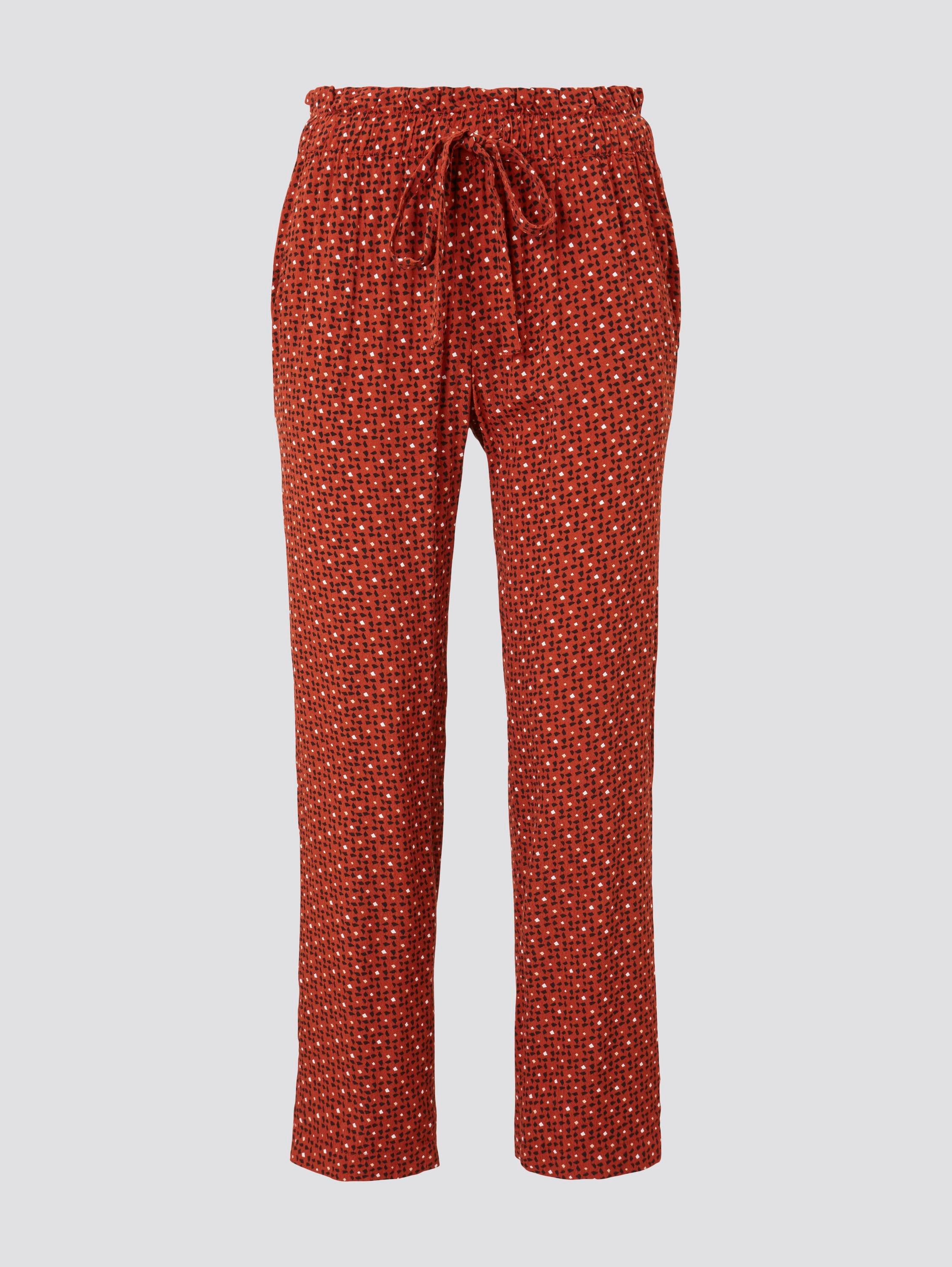 Loose Fit-broek met elastiek in de tailleband - brown geometric design - Product vooraanzicht