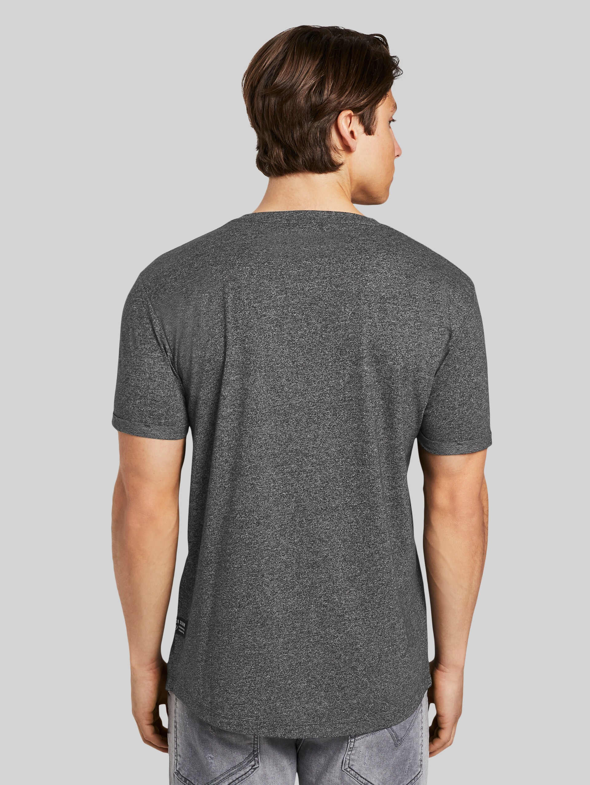 gestructureerd T-shirt - Black Non-Solid - Neklijn model-achteraanzicht