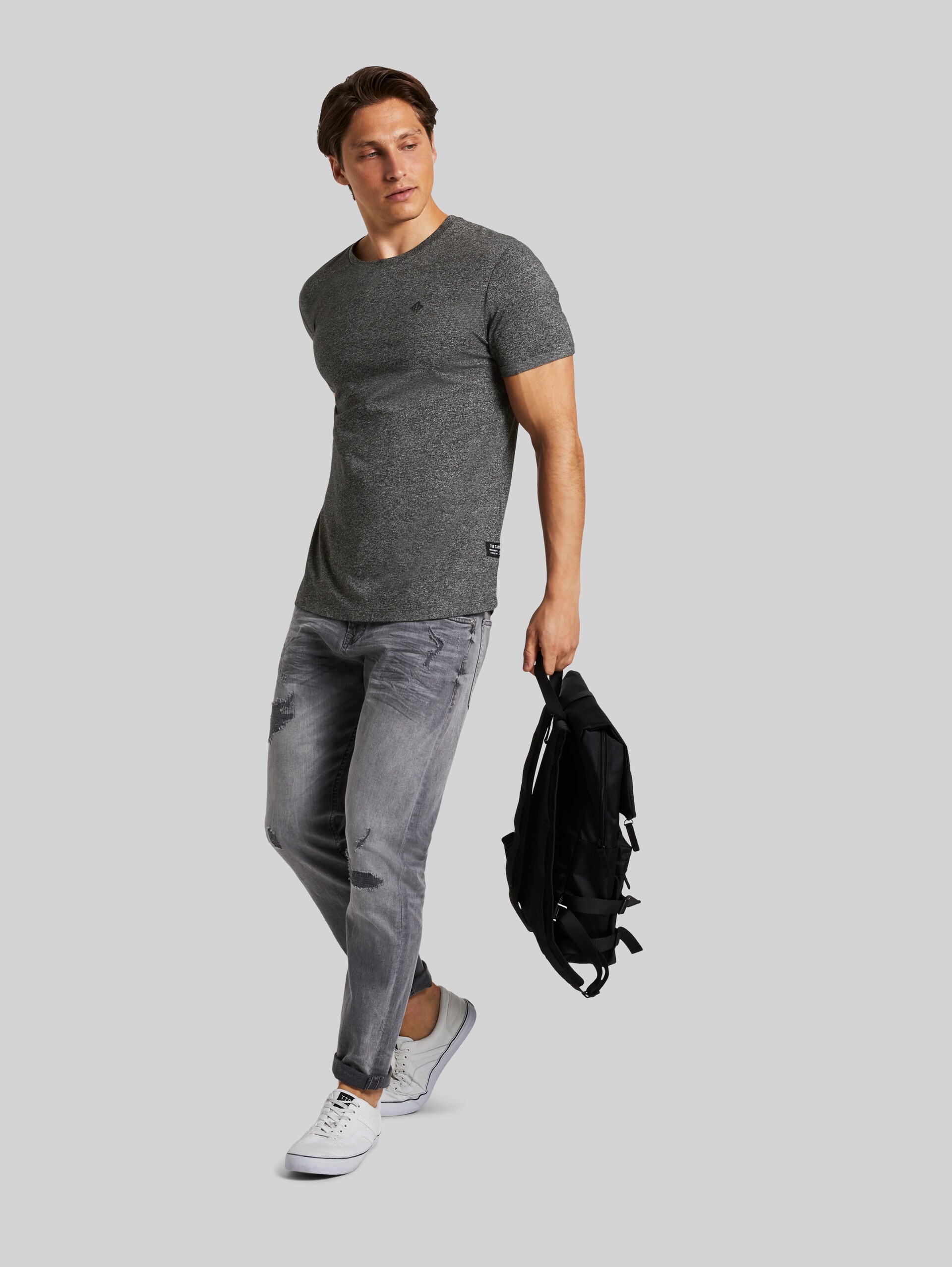 gestructureerd T-shirt - Black Non-Solid - Model vooraanzicht
