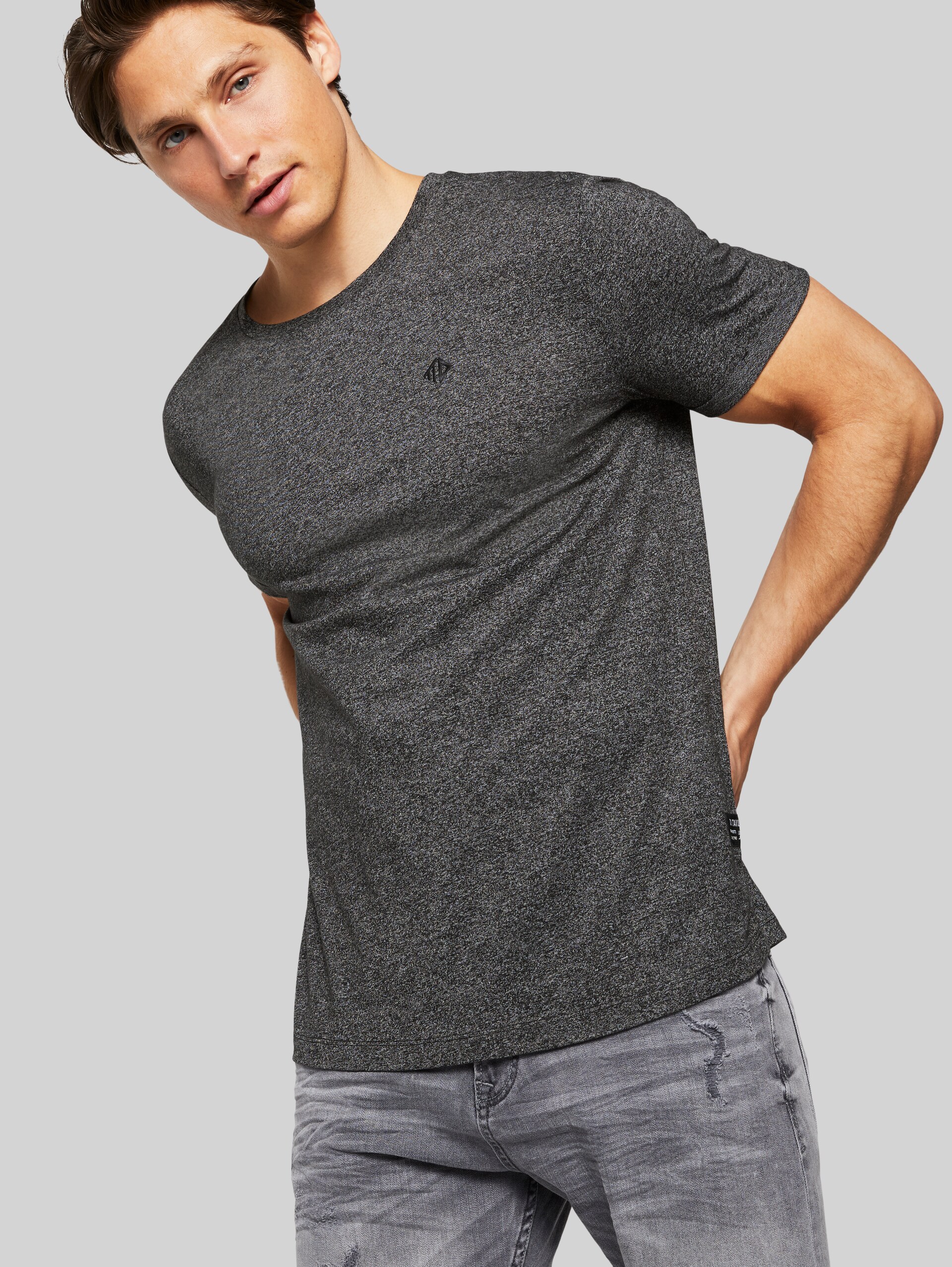 gestructureerd T-shirt - Black Non-Solid