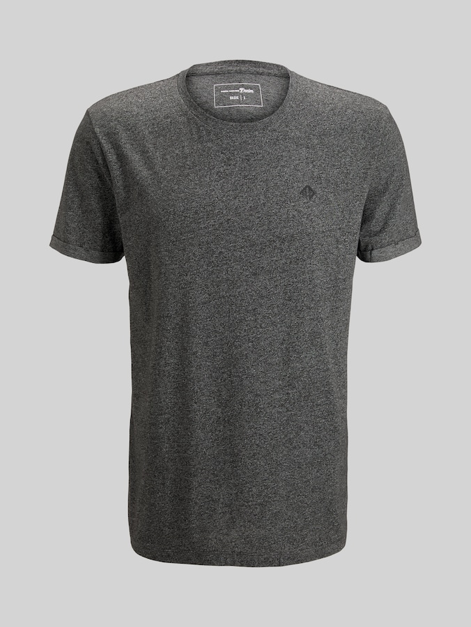 Textured t-shirt by Denim Male, Black Non-Solid