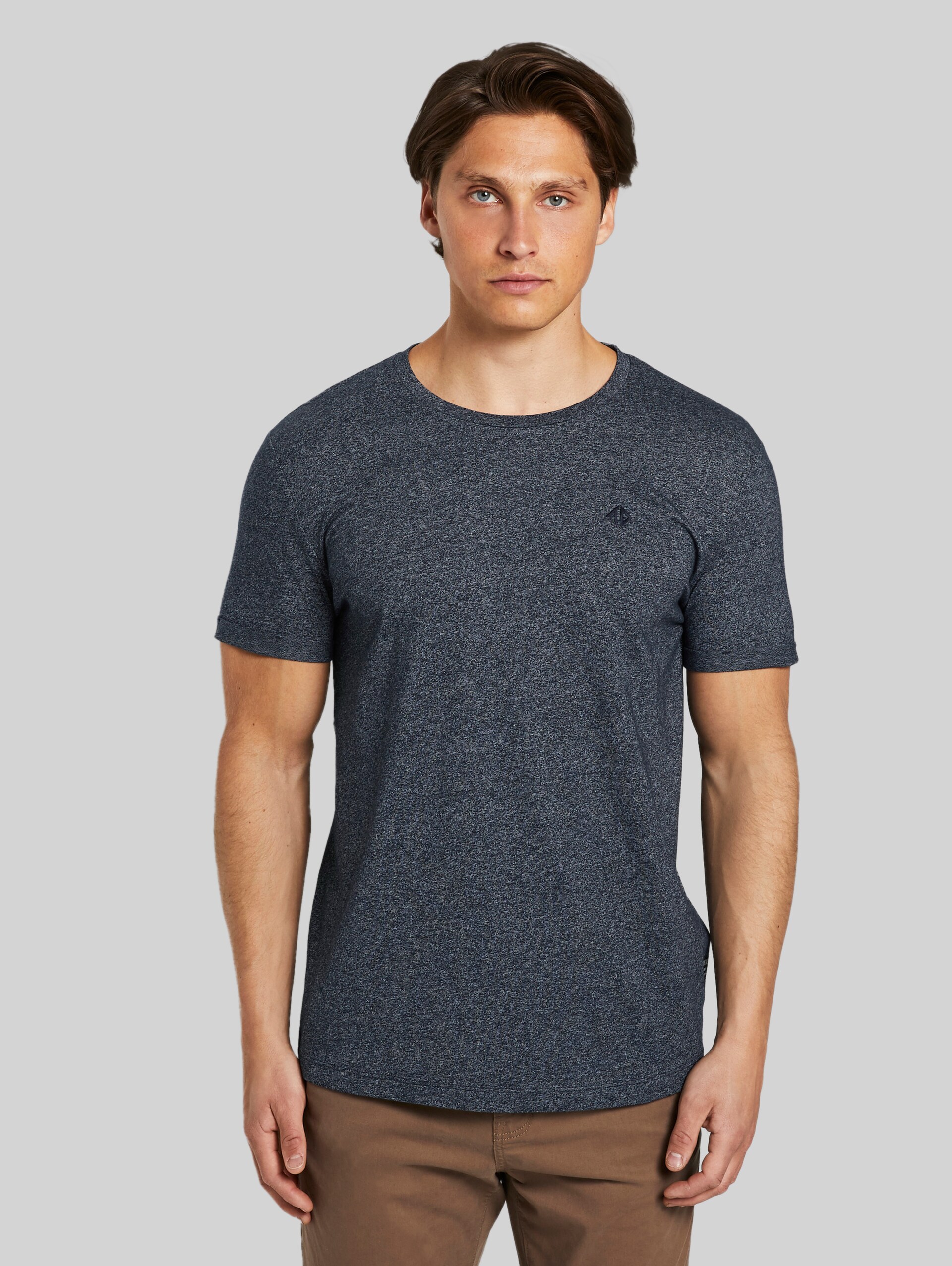 gestructureerd T-shirt - Sky Captain Blue Non-Solid - Nek model vooraanzicht