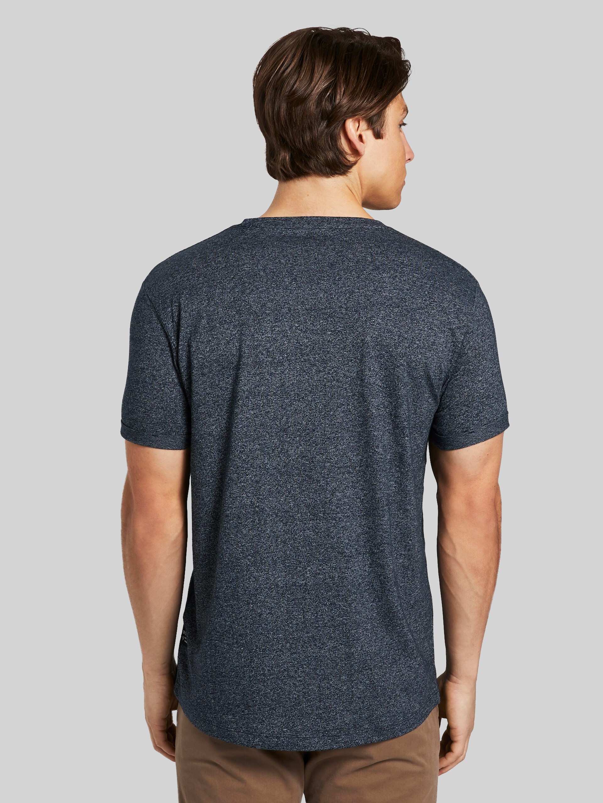 gestructureerd T-shirt - Sky Captain Blue Non-Solid - Neklijn model-achteraanzicht