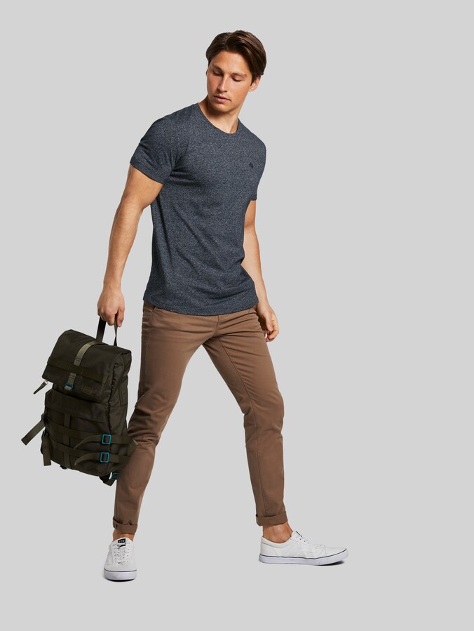 Strukturiertes T-Shirt von Denim Male, Sky Captain Blue Non-Solid