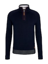 Ausgewählt, Melierter Troyer Pullover von Tom Tailor, blau