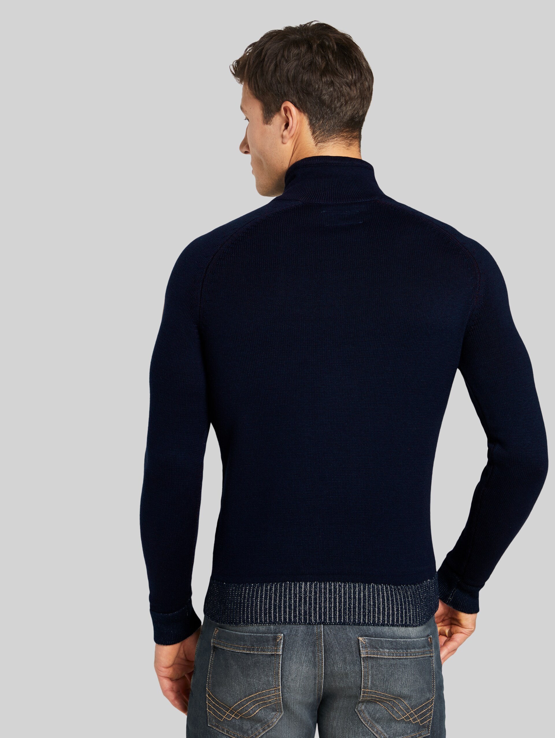 Melierter Troyer Pullover - Sky Captain Blue