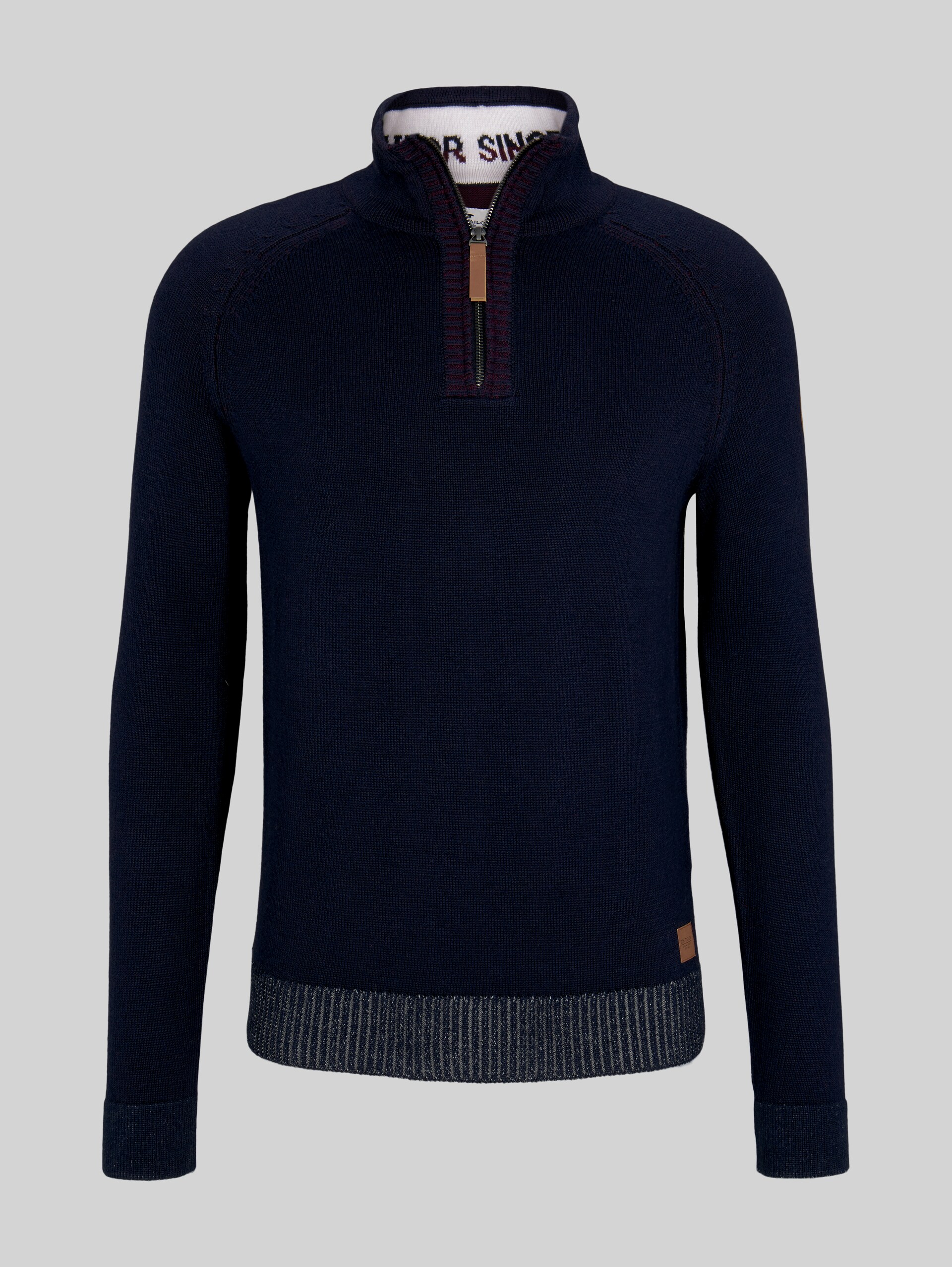 Melierter Troyer Pullover - Sky Captain Blue