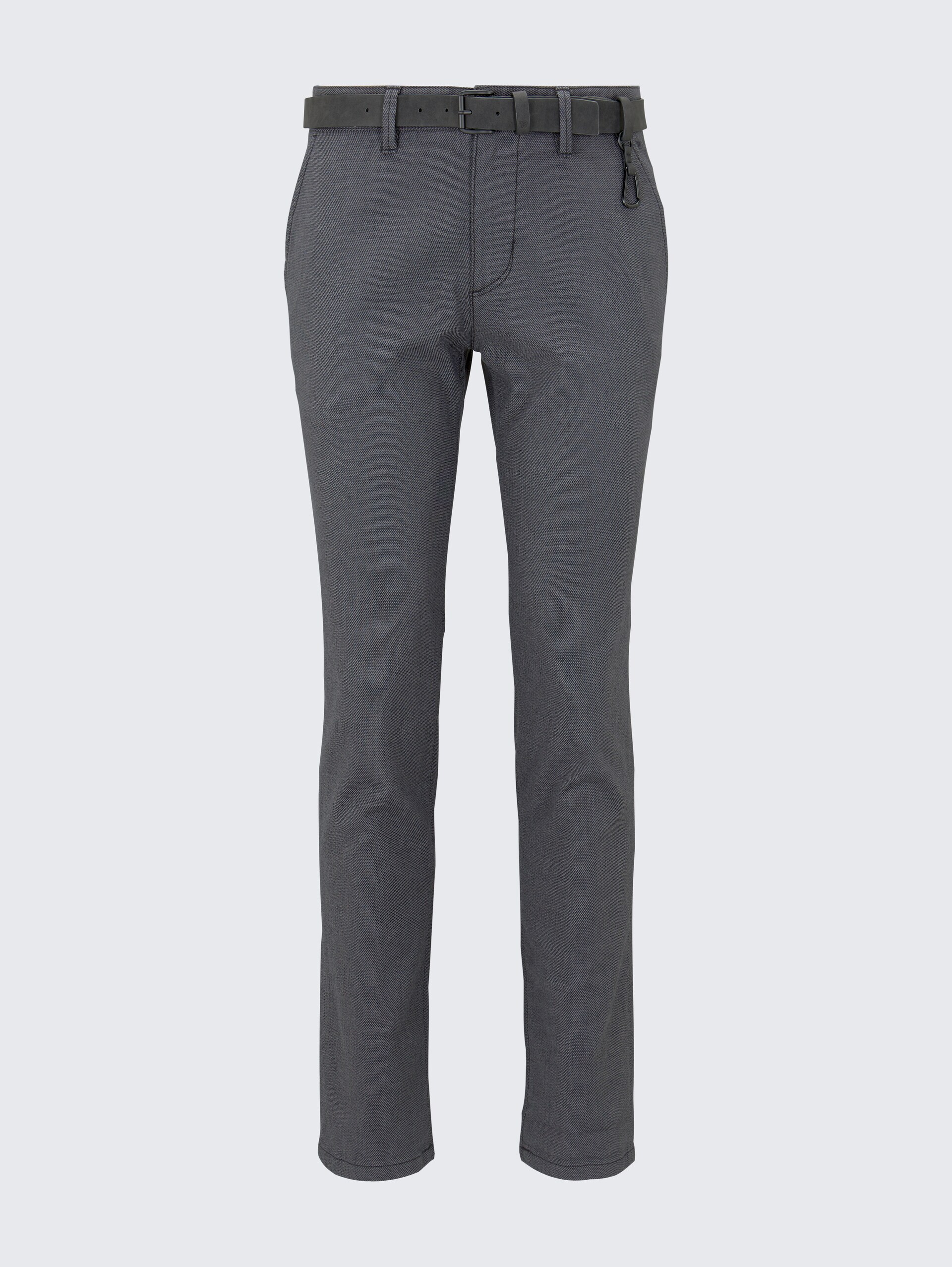 Straight Fit Chino Hose mit Gürtel - anthra dobby yarn dye - Vorder-Produkt-Ansicht