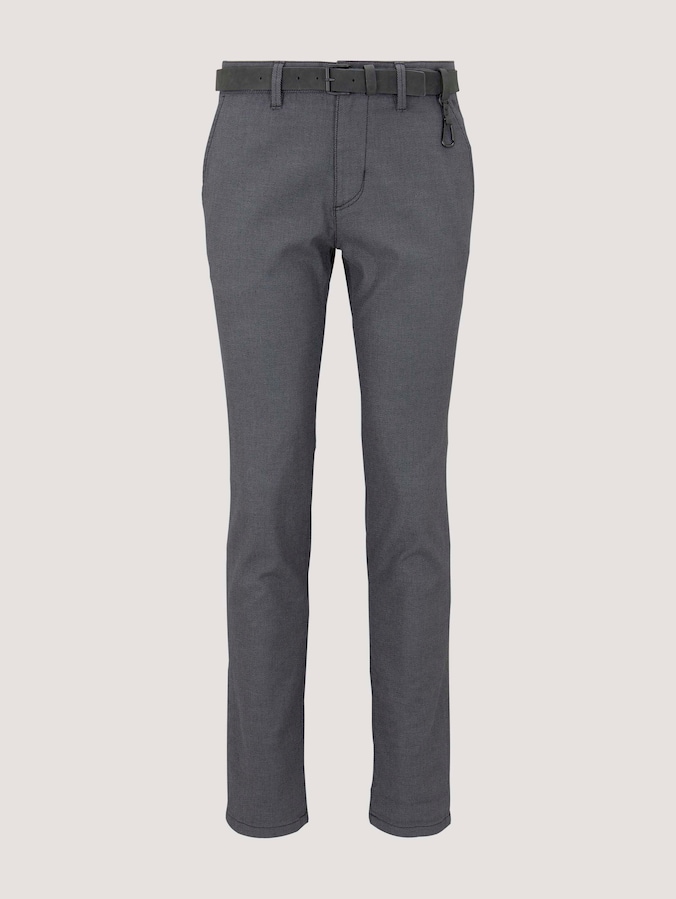 Pantalon chino coupe droite avec ceinture par Denim Male, anthra dobby yarn dye