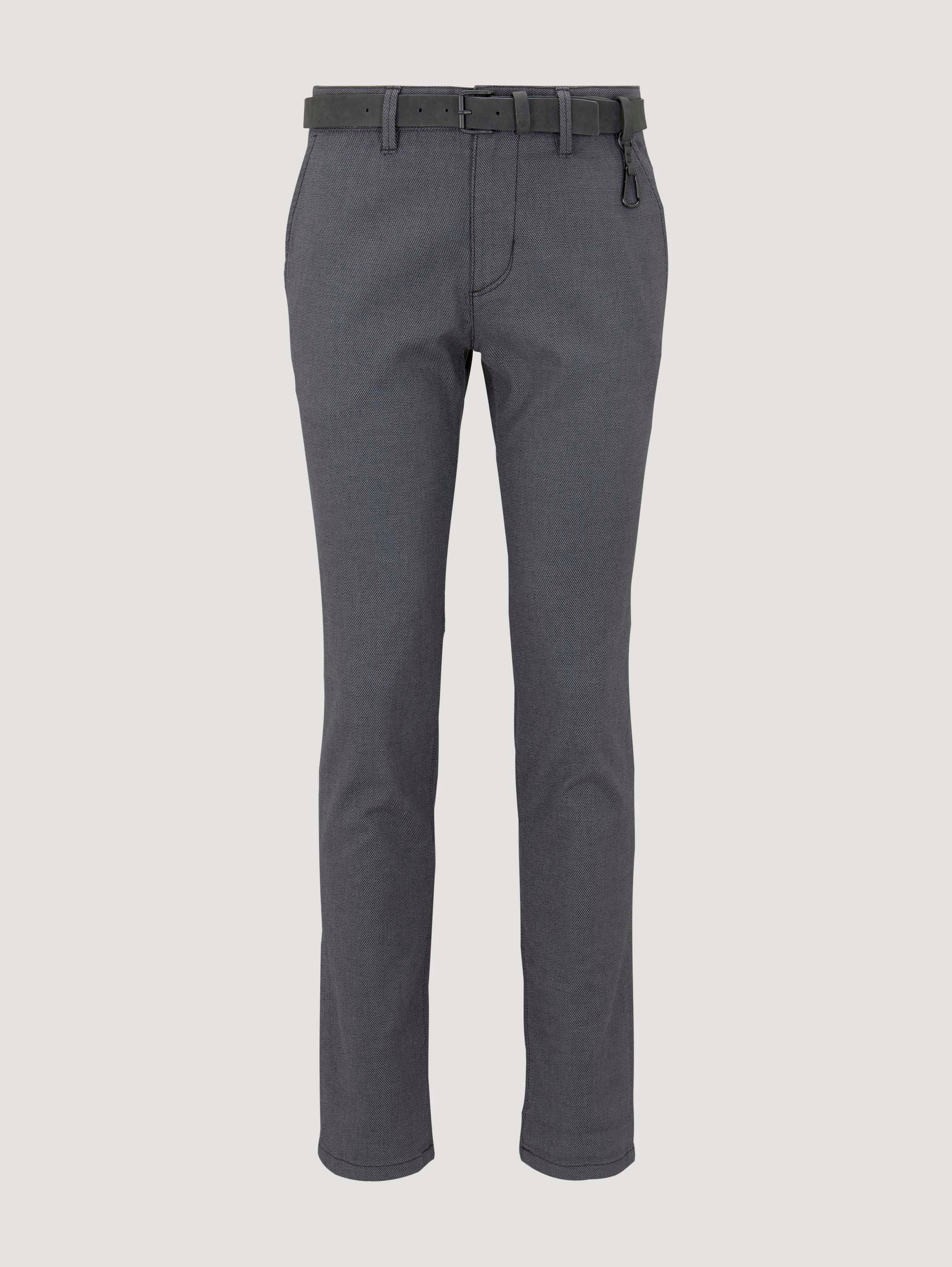 Straight Fit Chino Hose mit Gürtel - anthra_dobby_yarn_dye -