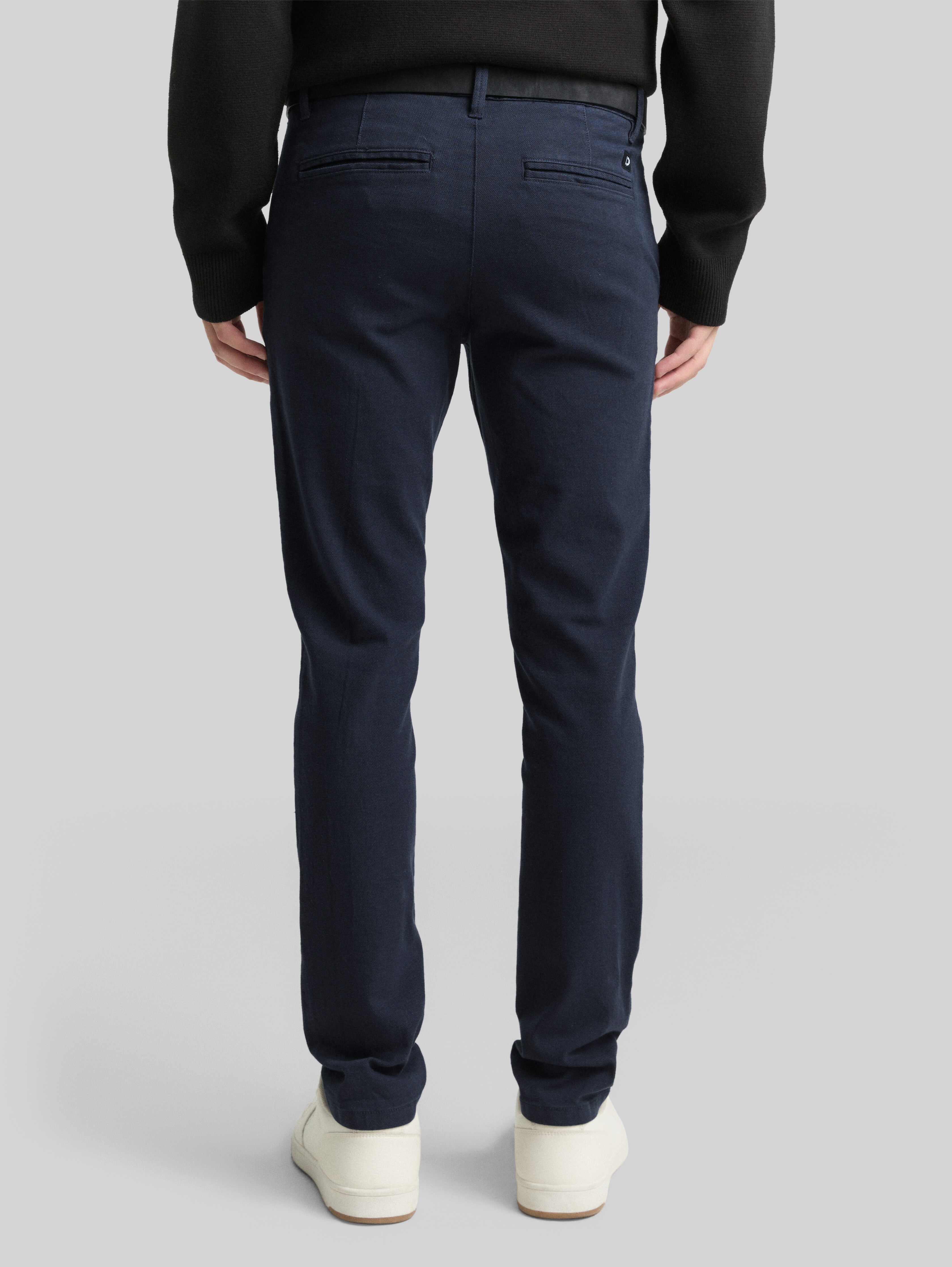 Straight-fit chinos with belt in blue by Tom Tailor