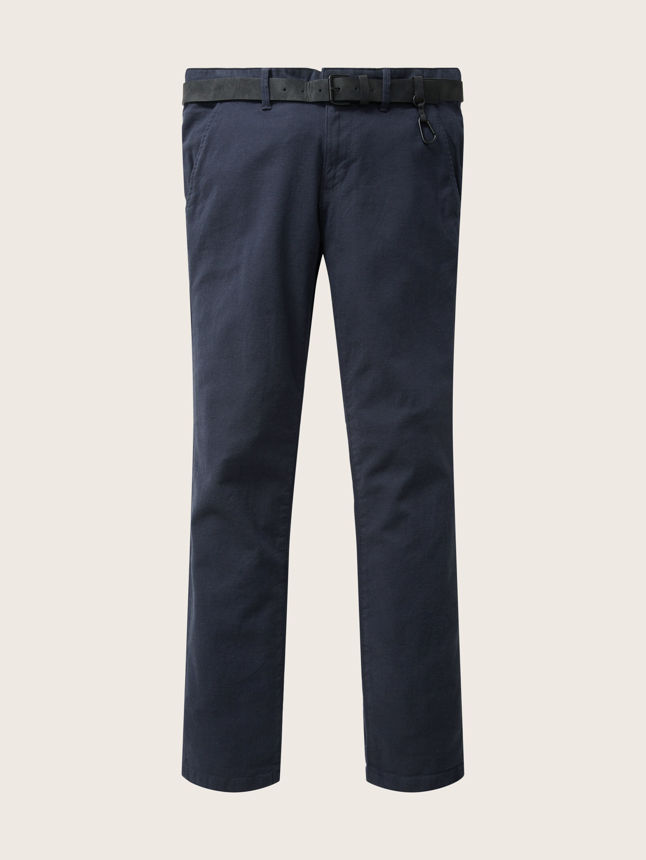 Strukturierte Chinohose mit Gürtel - blau - 
