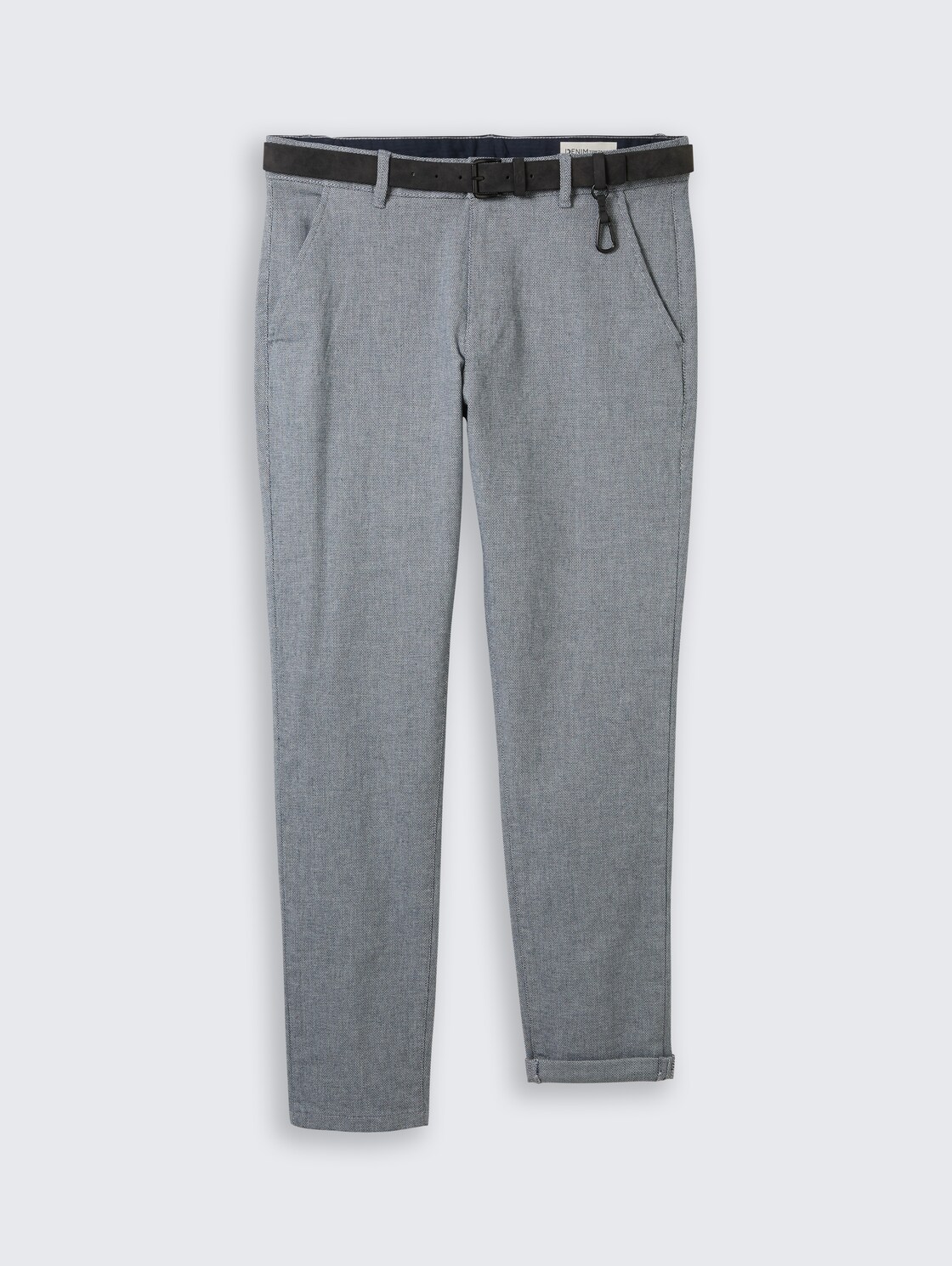 Straight Fit Chino Hose mit Gürtel - white navy dobby yarn dye - Vorder-Produkt-Ansicht