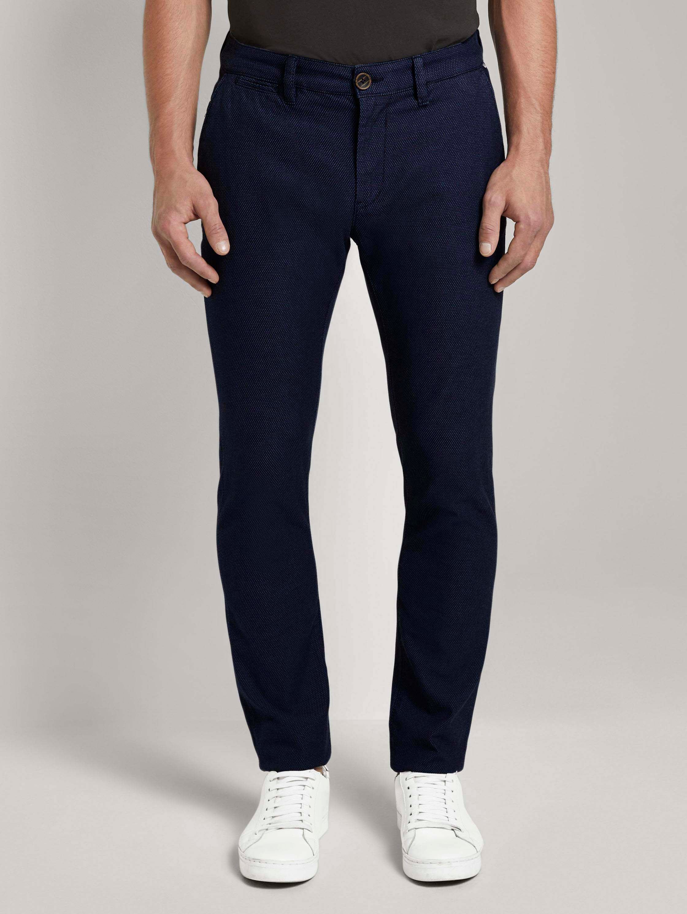 Pantalon chino Tavis Slim texturé avec motif - blue two tone structure - Vue de face du modèle