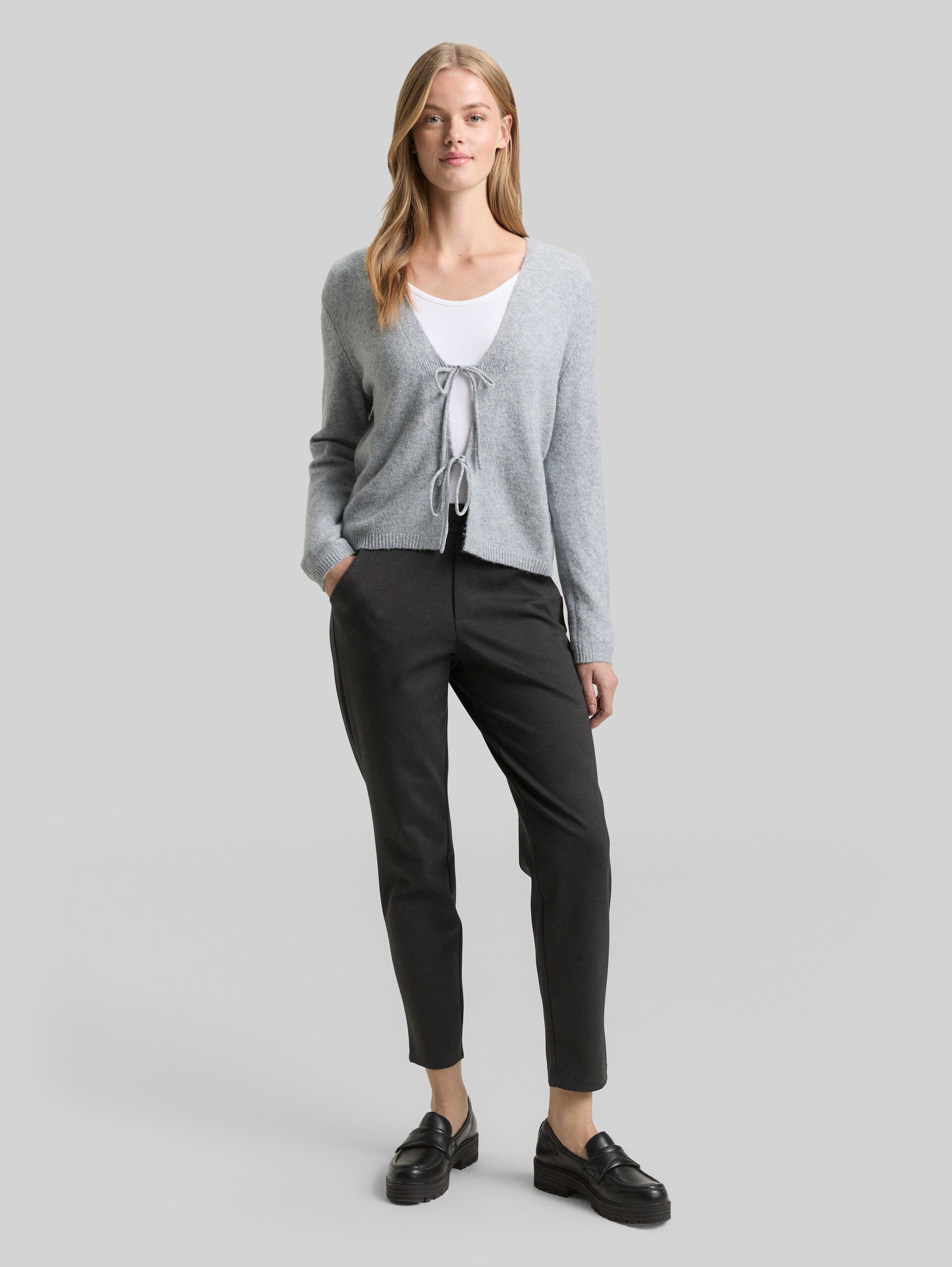 Broek met relaxte pasvorm en elastische tailleband - Shale Grey Melange