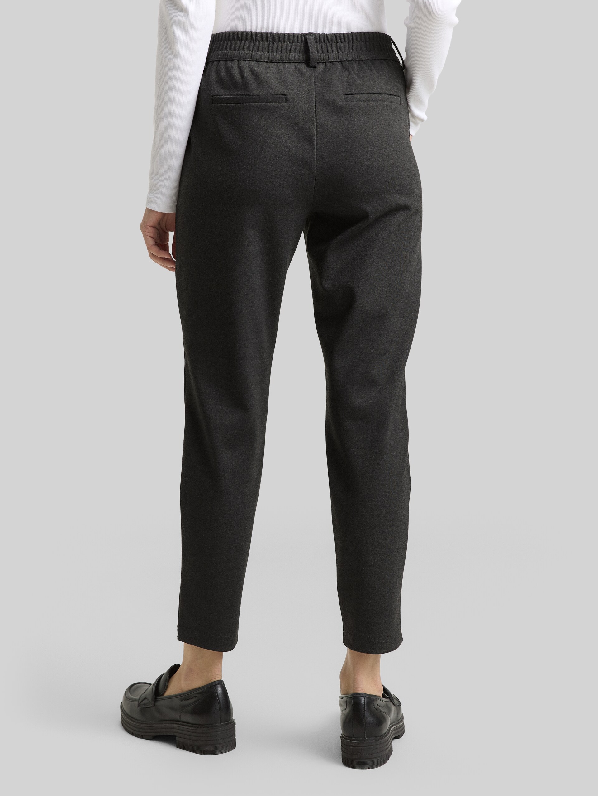 Broek met relaxte pasvorm en elastische tailleband - Shale Grey Melange