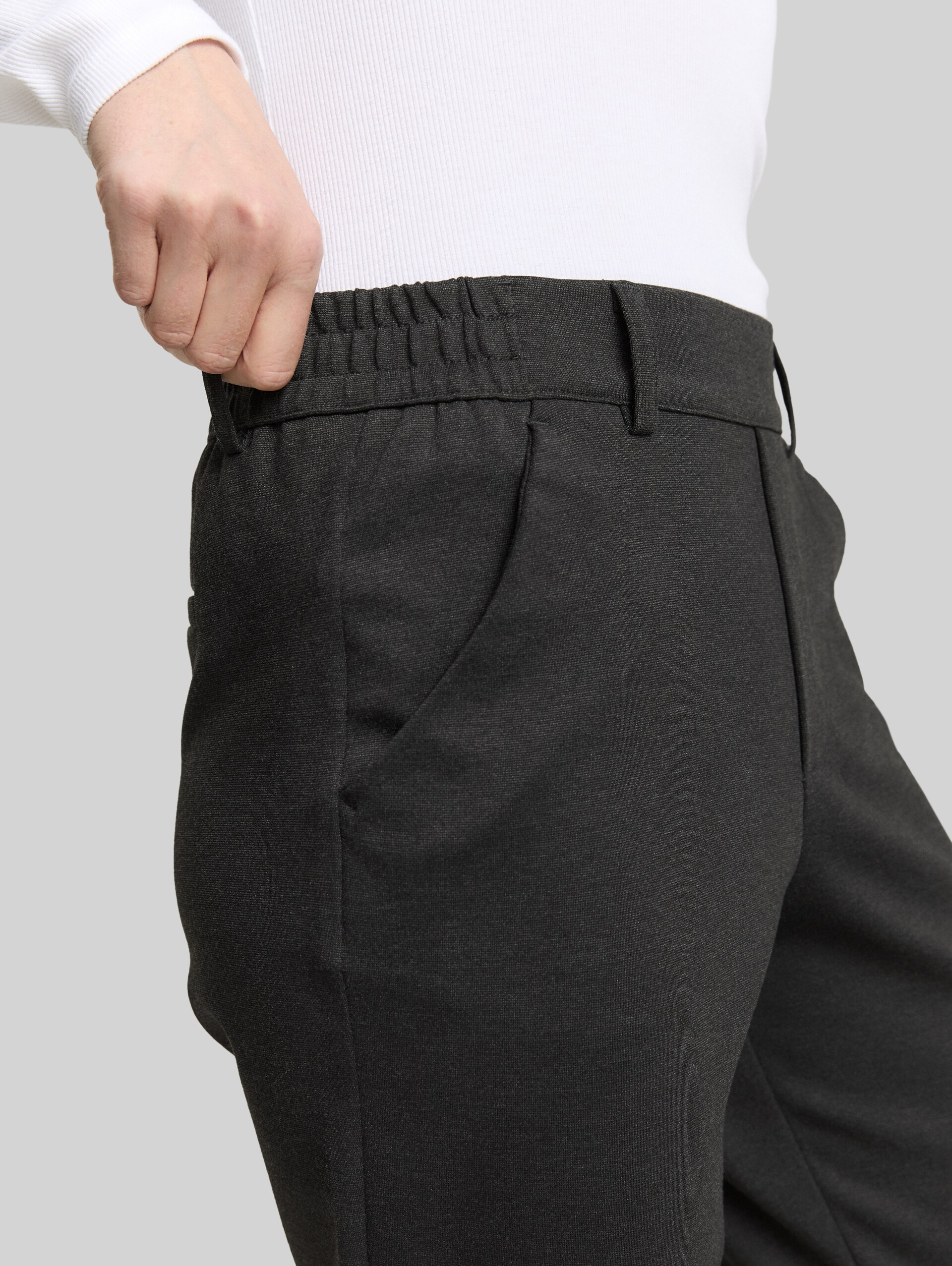 Broek met relaxte pasvorm en elastische tailleband - Shale Grey Melange