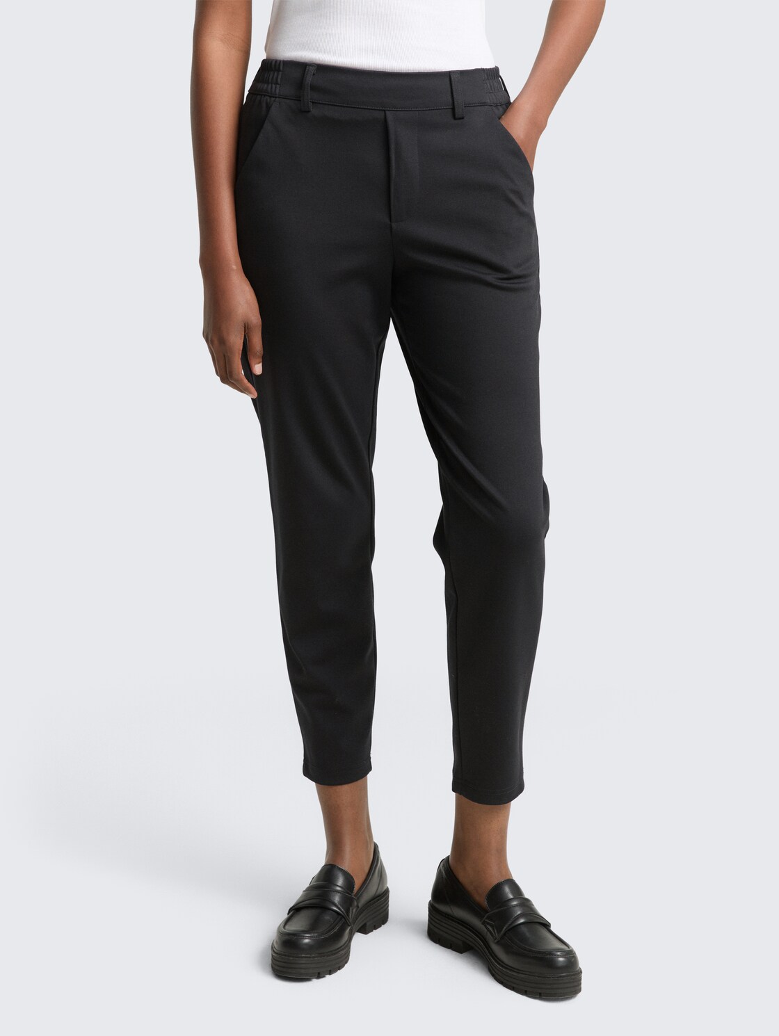 Relaxed Fit Hose mit elastischem Bund - deep black