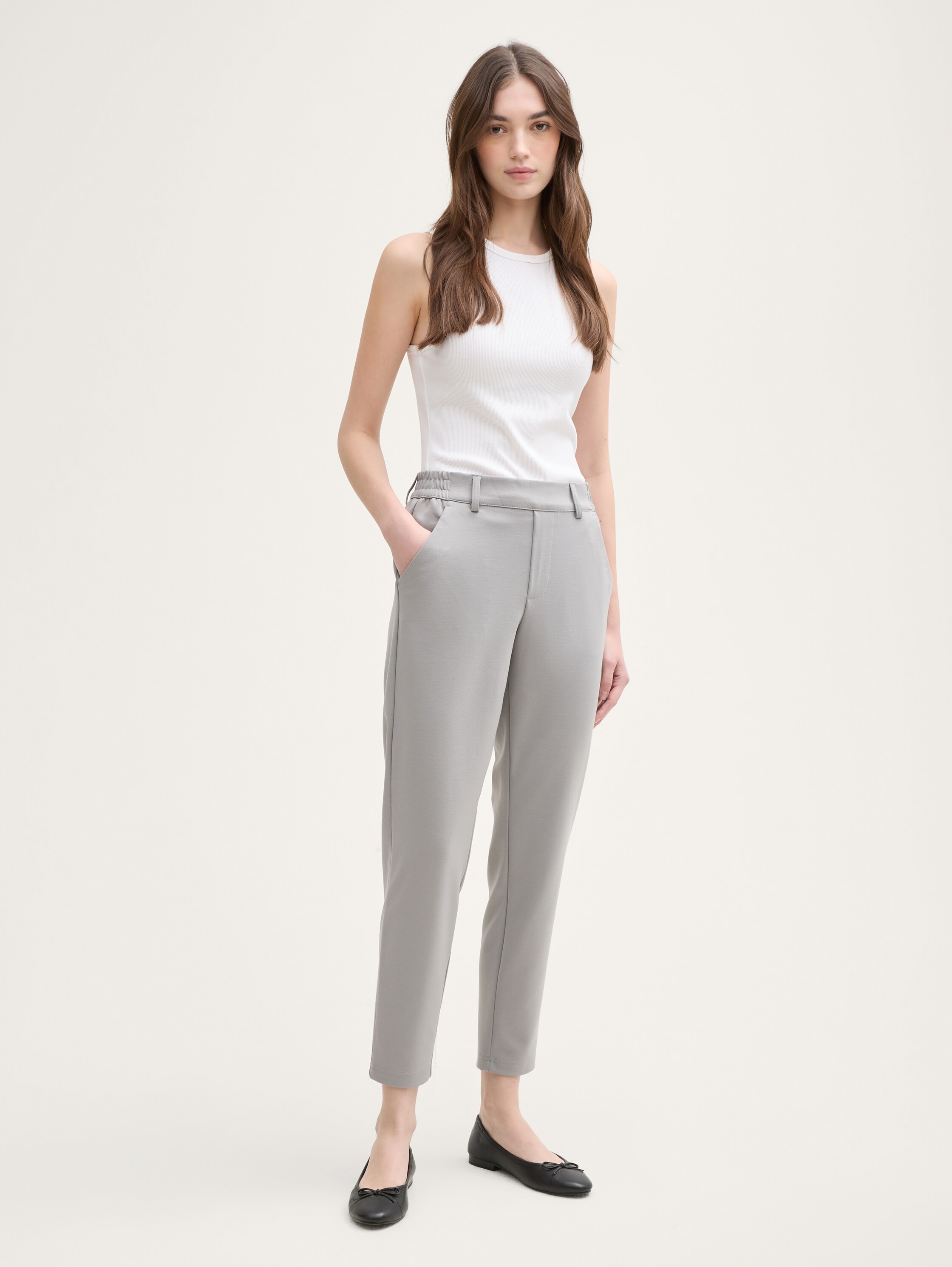 Relaxed Fit Hose mit elastischem Bund - grey_fog - 
