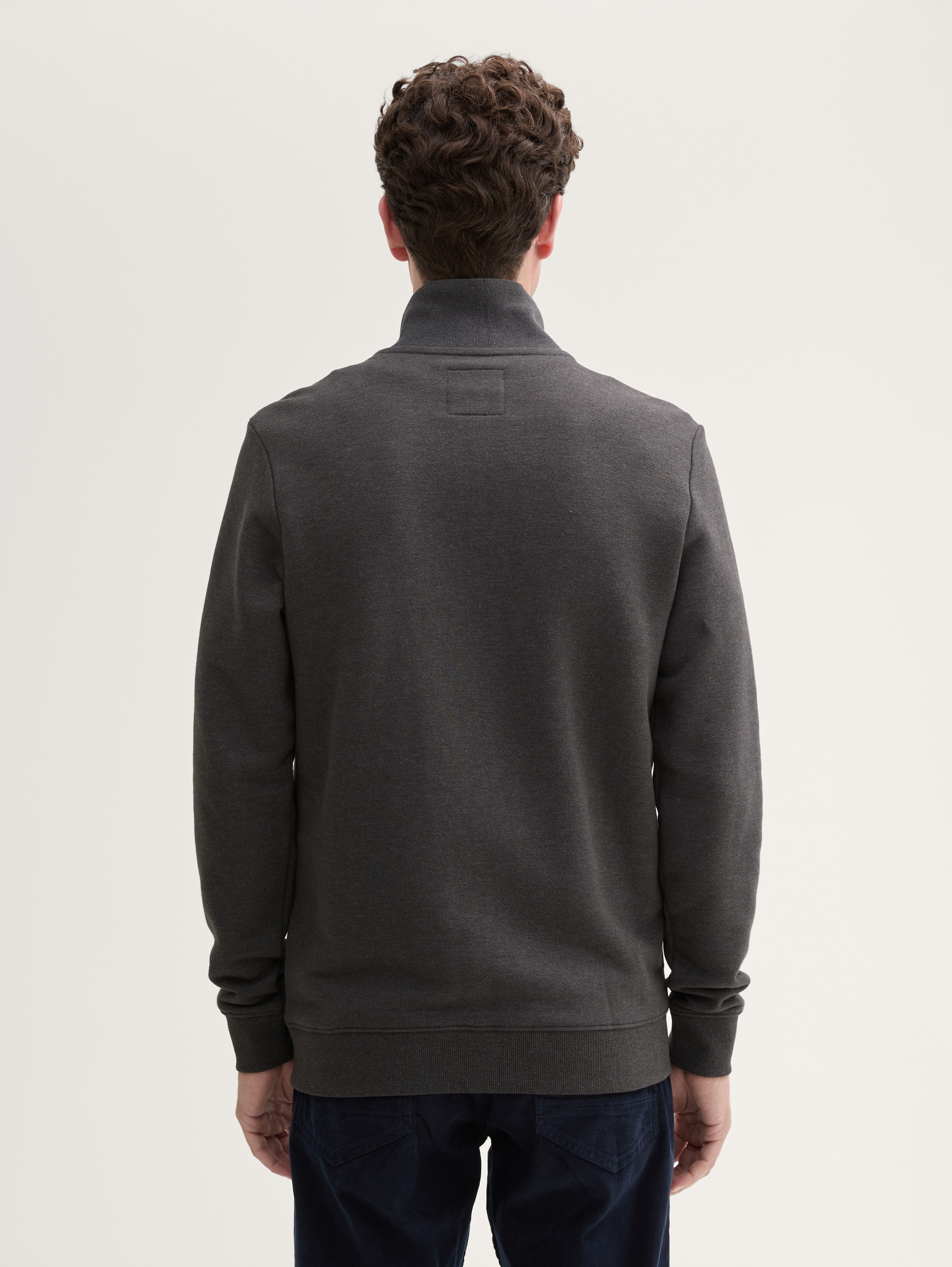 Veste sweat à col montant - Dark Grey Melange - Découpe Vue arrière du modèle