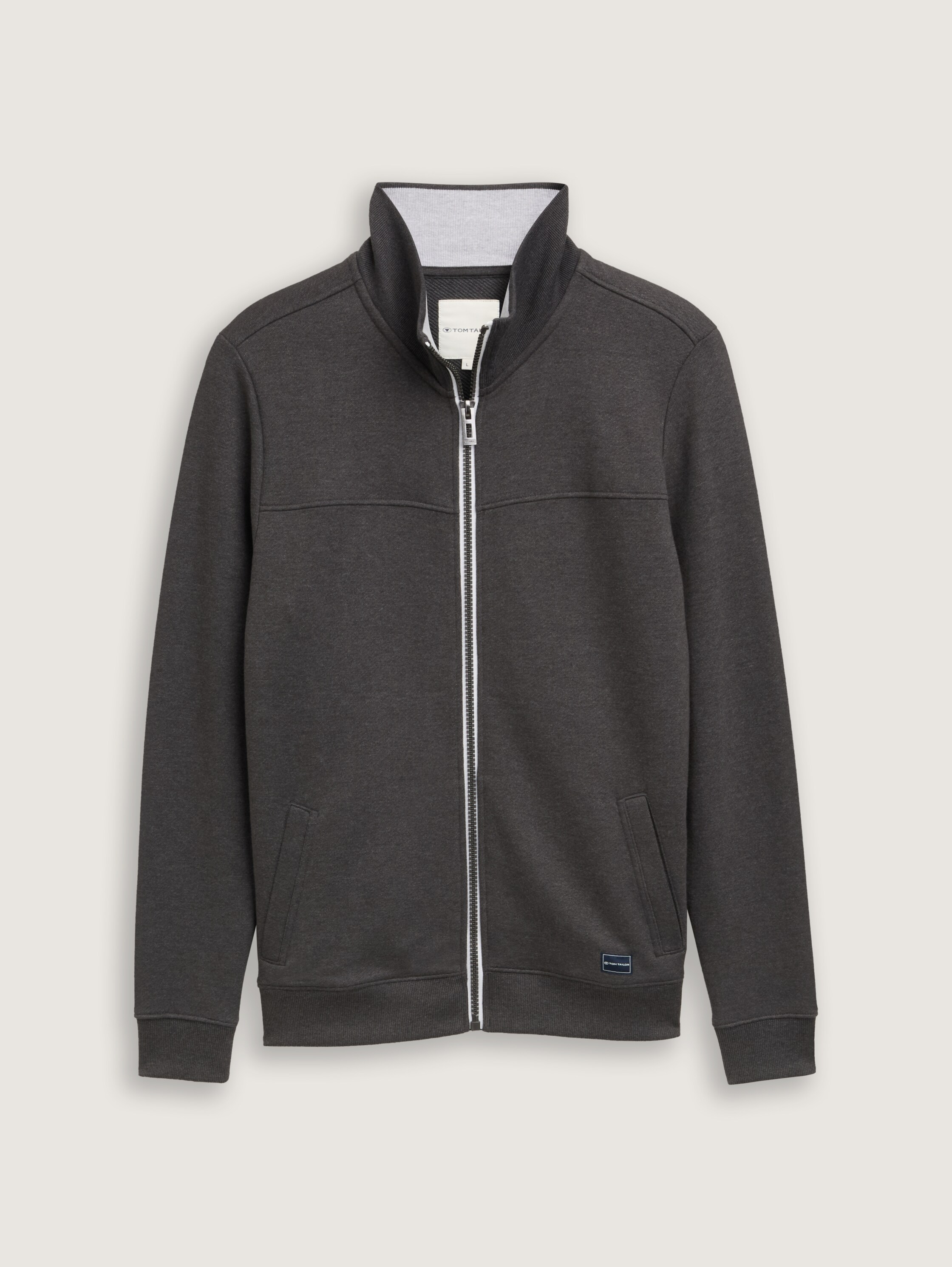 Veste sweat à col montant - Dark Grey Melange - Vue de face du produit