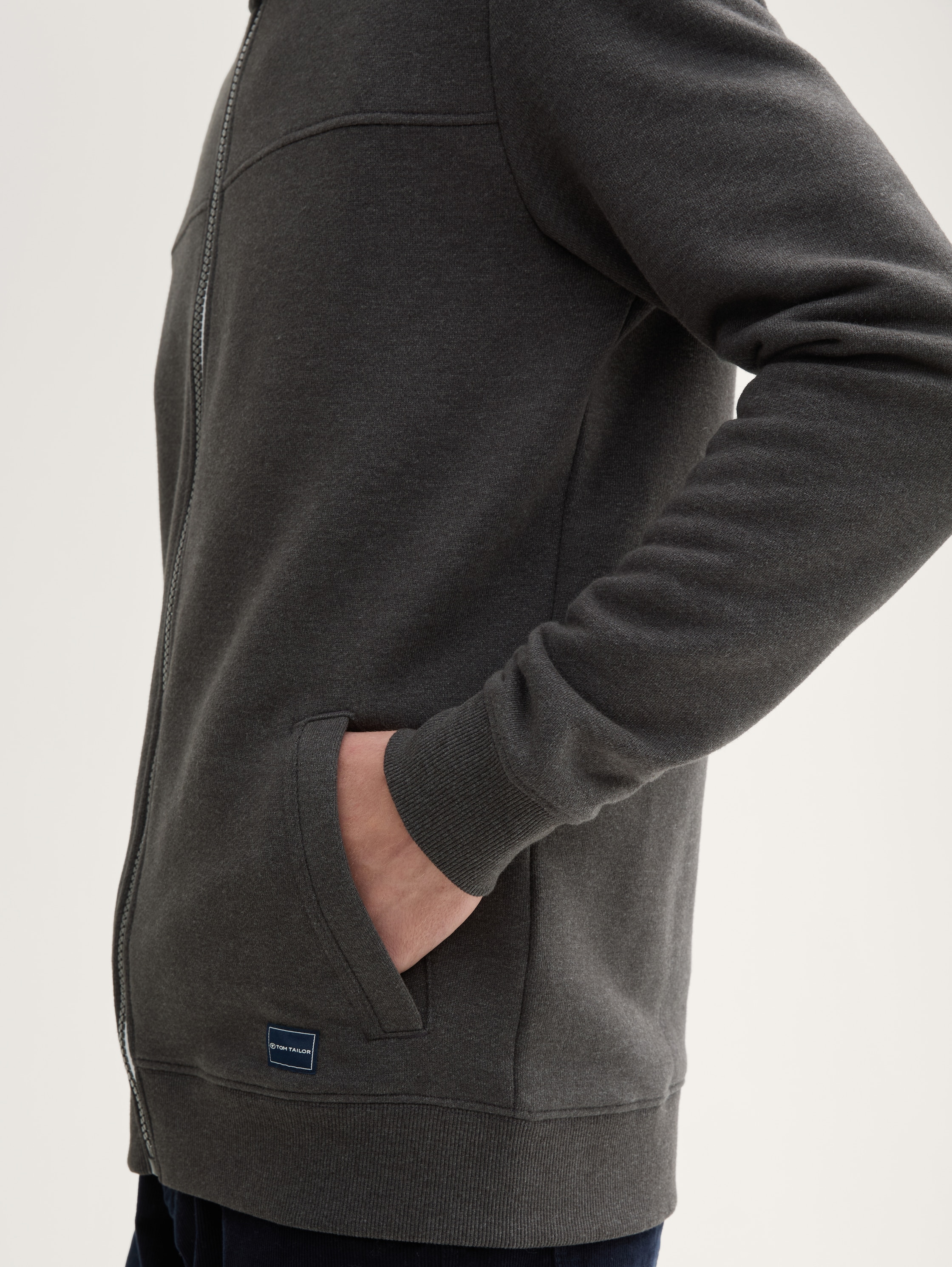 Veste sweat à col montant - Dark Grey Melange - Vue détaillée du modèle