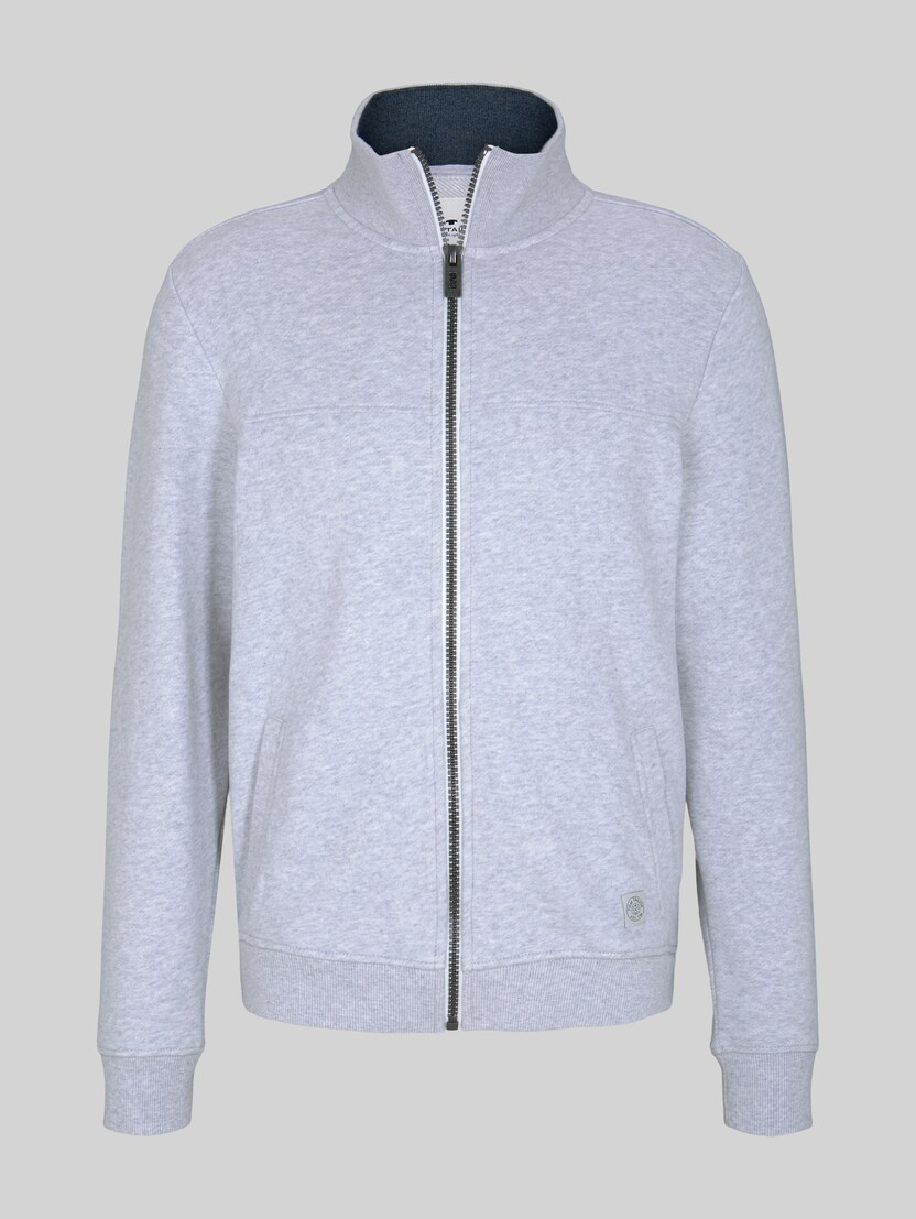 Sweatjack met opstaande kraag door Men, Light Stone Grey Melange