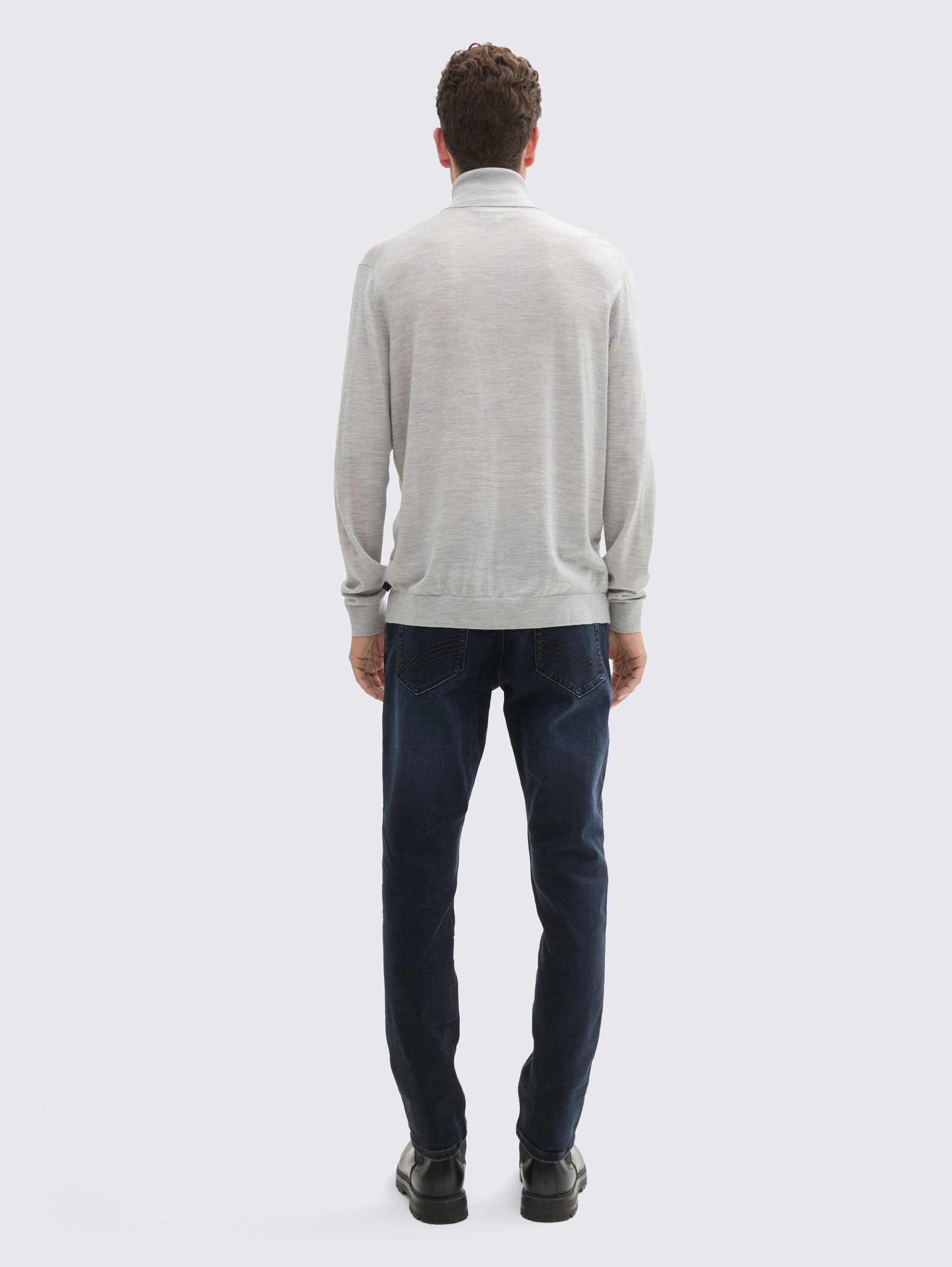 TTJOSH Regular Slim Jeans - dark_stone_blue_black_denim - 